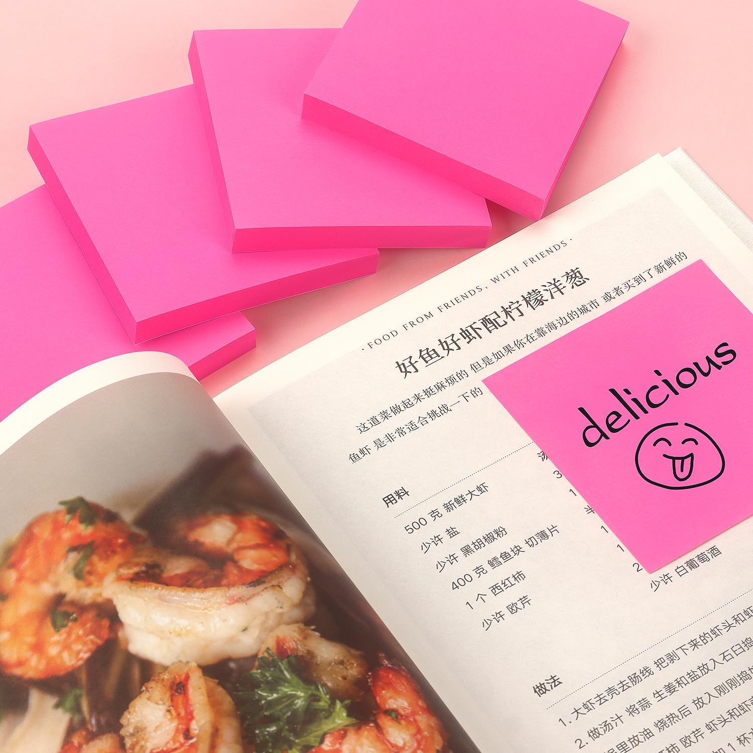 Sticky Notes 3X3 Pop up Self-Stick Notes Pads with Bright Colors, Easy to Post for Office, School, Home, 4 Pads/Pack, 90 Sheets/Pad (Rose Red) - Green image number 2