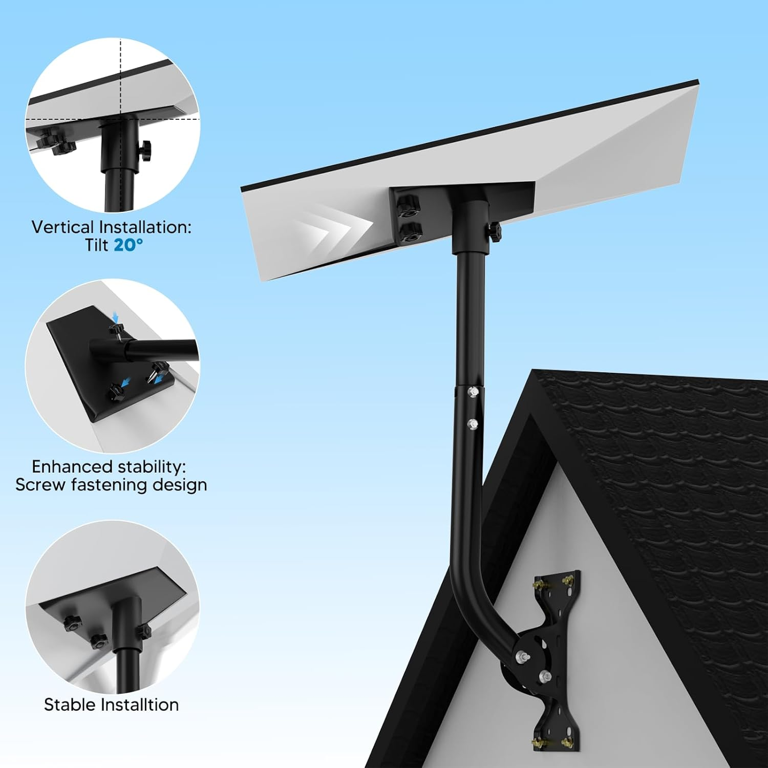 Starlink Gen 3 Mount with Extendable Pipe, FISHOAKY 360 Degree Adjustable Gen 3 Starlink Heavy Duty Pivot Roof Mount with Gloves, Starlink Mounting Kit for Wall/Roof