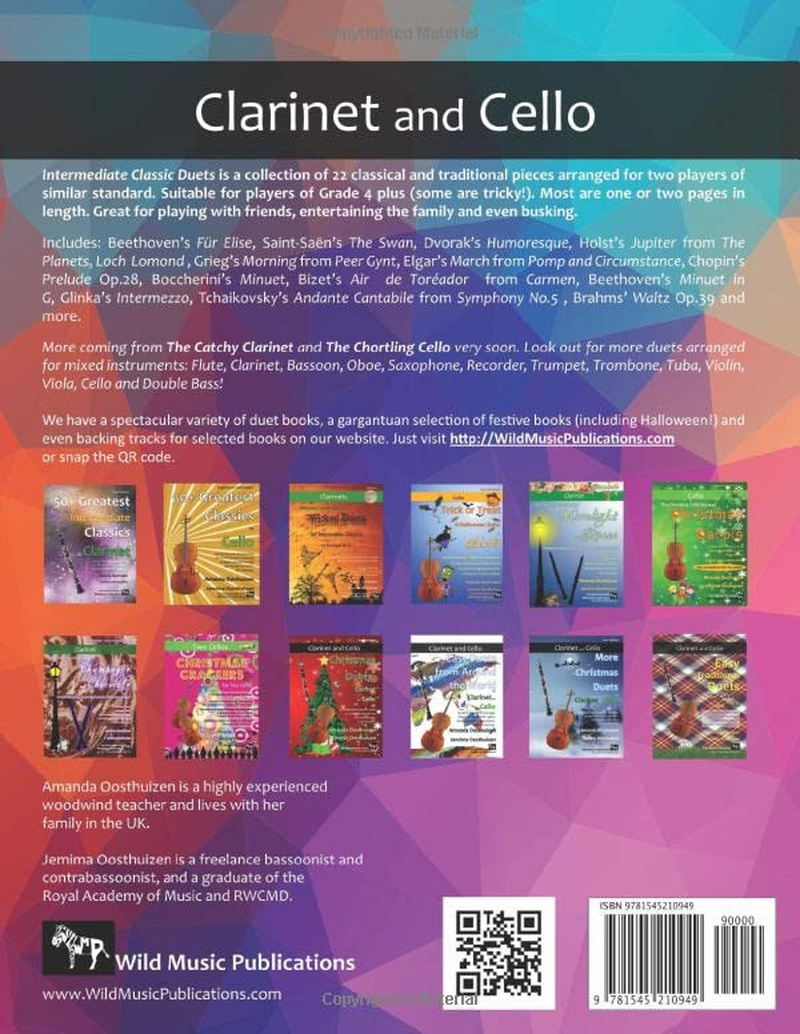 Intermediate Classic Duets for Clarinet and Cello: 22 Classical and Traditional Melodies for Equal Bb Clarinet and Cello Players of Intermediate Standard. Mostly in Easy Keys. image number 1