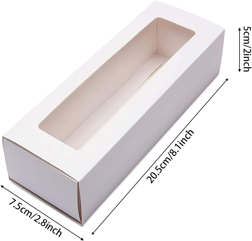 Macaron Boxes with Window Macaron Gift Box,10Pcs Macaron Boxes Macaron Gift Box,Small Macaron Container,Macaron Packaging Box Macaron Gift Giving Boxes,Macaron Gift Boxes Macaron Container Boxes,White - Brown image number 2
