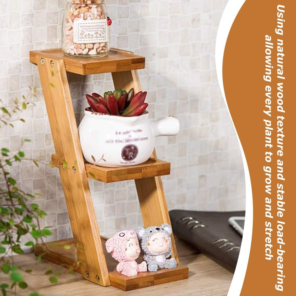 3 Tier Flower Ladder,Home Plants Plants Display Shelf ,Wooden Flowers Stand,Blossom Pot Rack, Living Decor Wooden Support,For Window Garden Balcony Living Room Bedroom image number 2