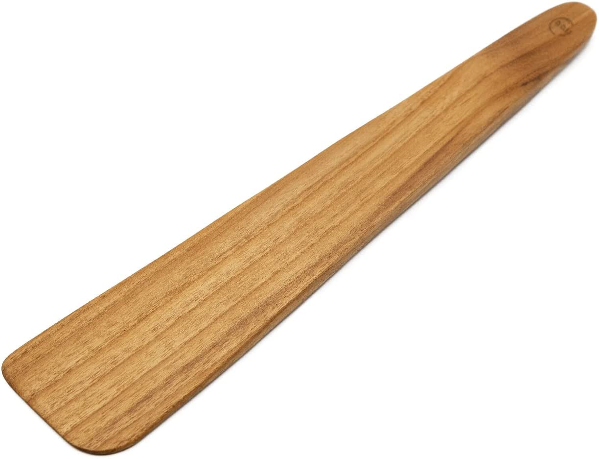 FAAY 10" Flat Wooden Spatula for Cast Iron, Egg Flipper, Pan Scraper, Handcraft from High Moist Resistance Golden Teak for Non Stick Cookware (10") image number 3