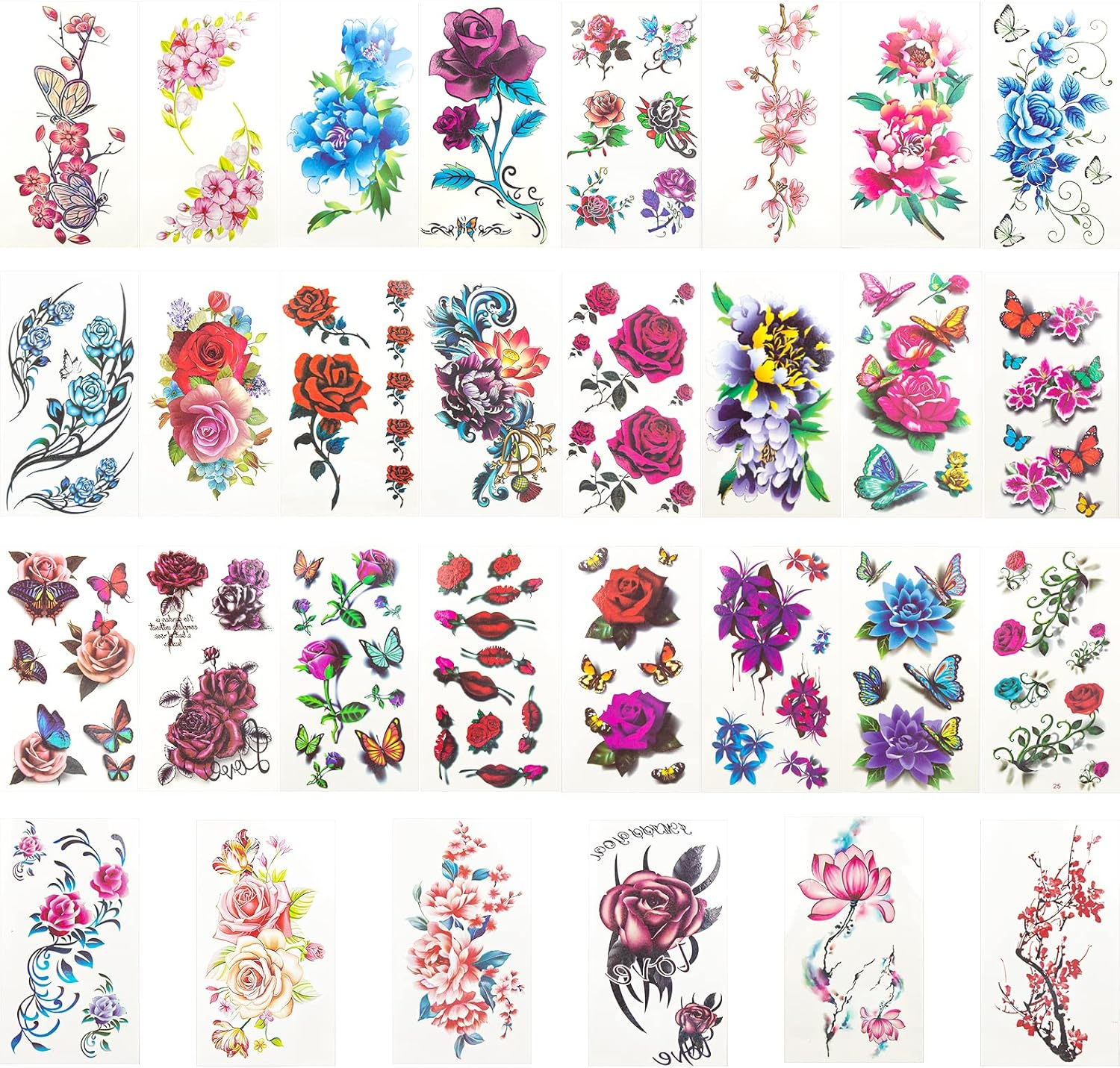 ELANE 19 Sheets Tramp Stamp Temporary Tattoo,Fake Temporary Tramp Stamp Tattoo Stickers for Women Grils Men