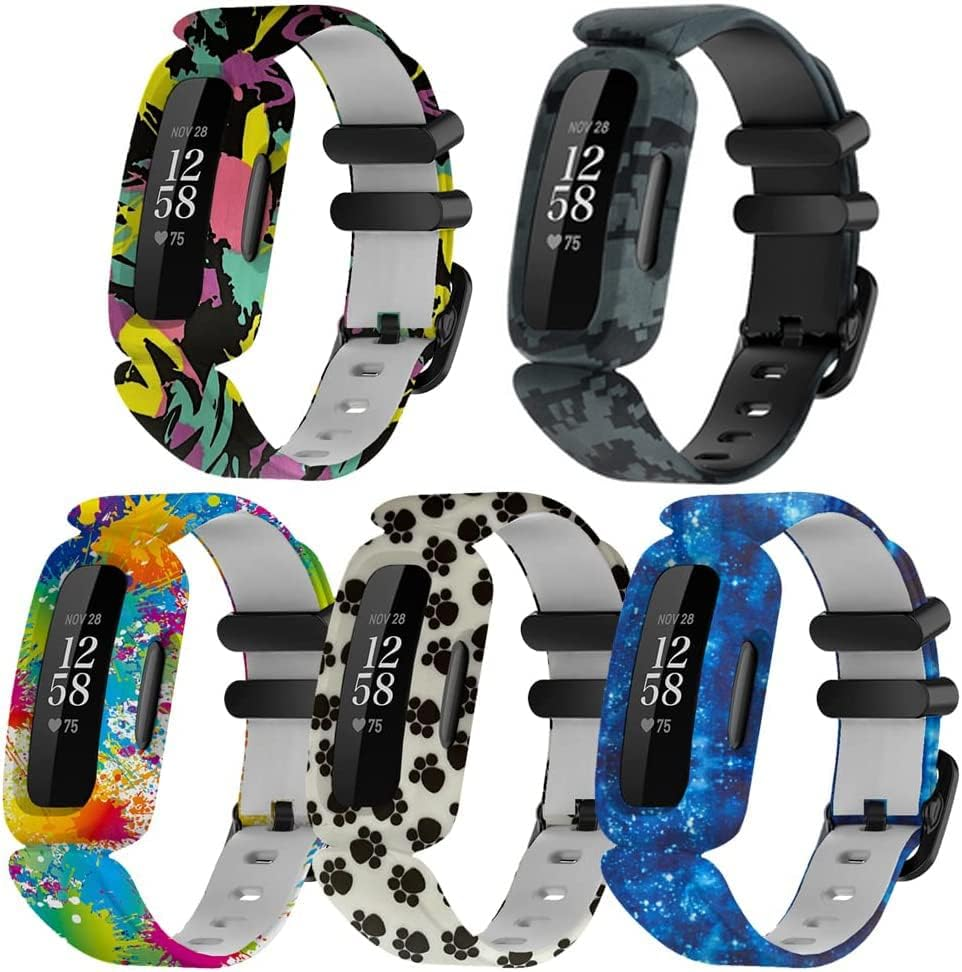 Fitturn Compatible with Fitbit Ace 3 Bands Kids Replacement Silicone Colorful Rubber Adjustable Sport Bands Accessories for Ace 3 Activity Tracker for Kids 6+