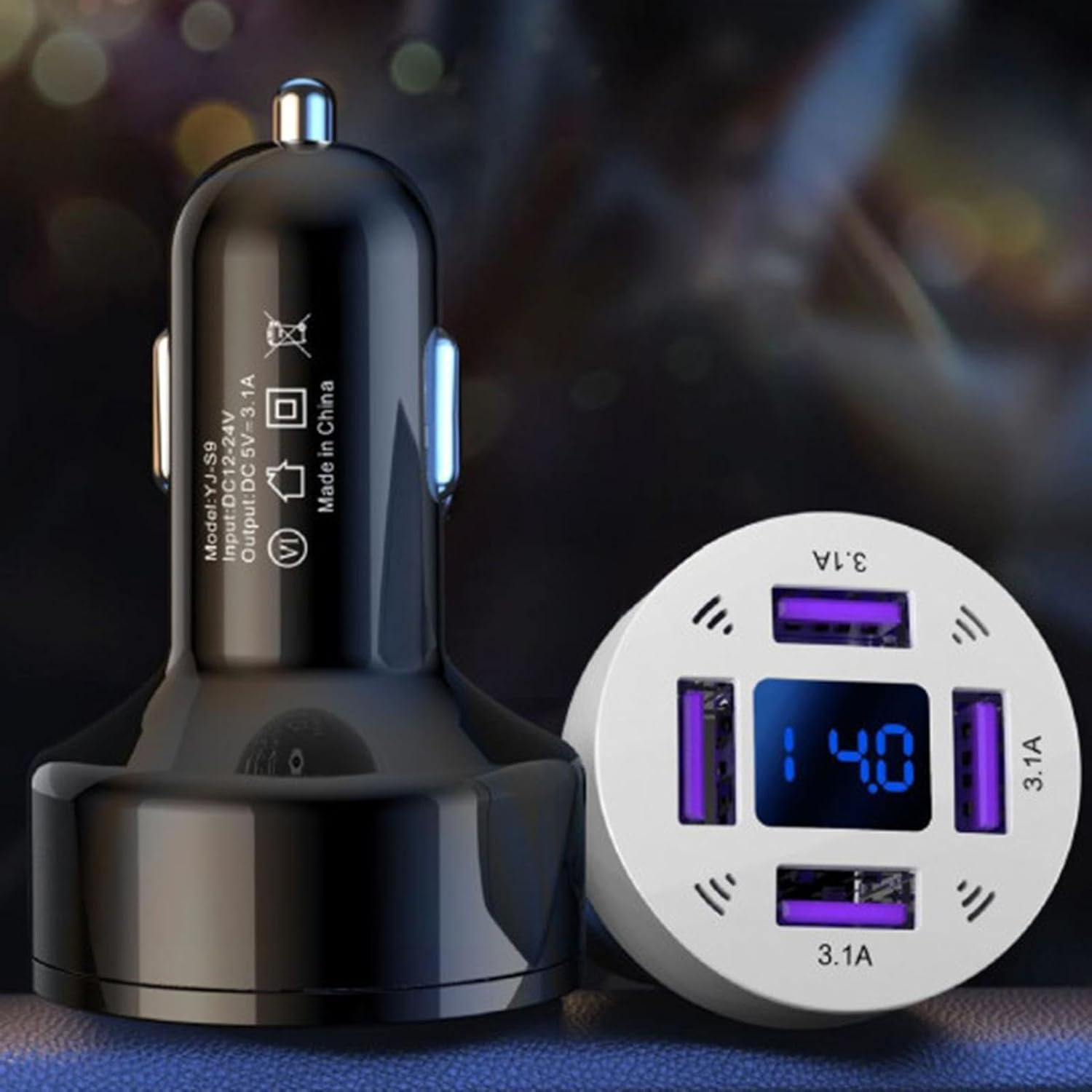 Car Charger USB Fast Charge | Fast Charging Block 4-Port Plug-In Phone Adapter,12-24V Car Charging Head Plug-In for Smartphones, Drive Recorders, Cameras image number 5