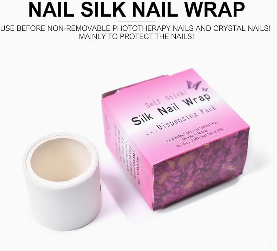 KADS 1 Roll Silk Nail Wrap Nail Splitting Break Reinforcement Repair Bandage Self Adhesive Nail Protection Sticker UV Gel Acrylic Nails Extension Fiberglass Wrap Manicure Tool for Home, Salon image number 3