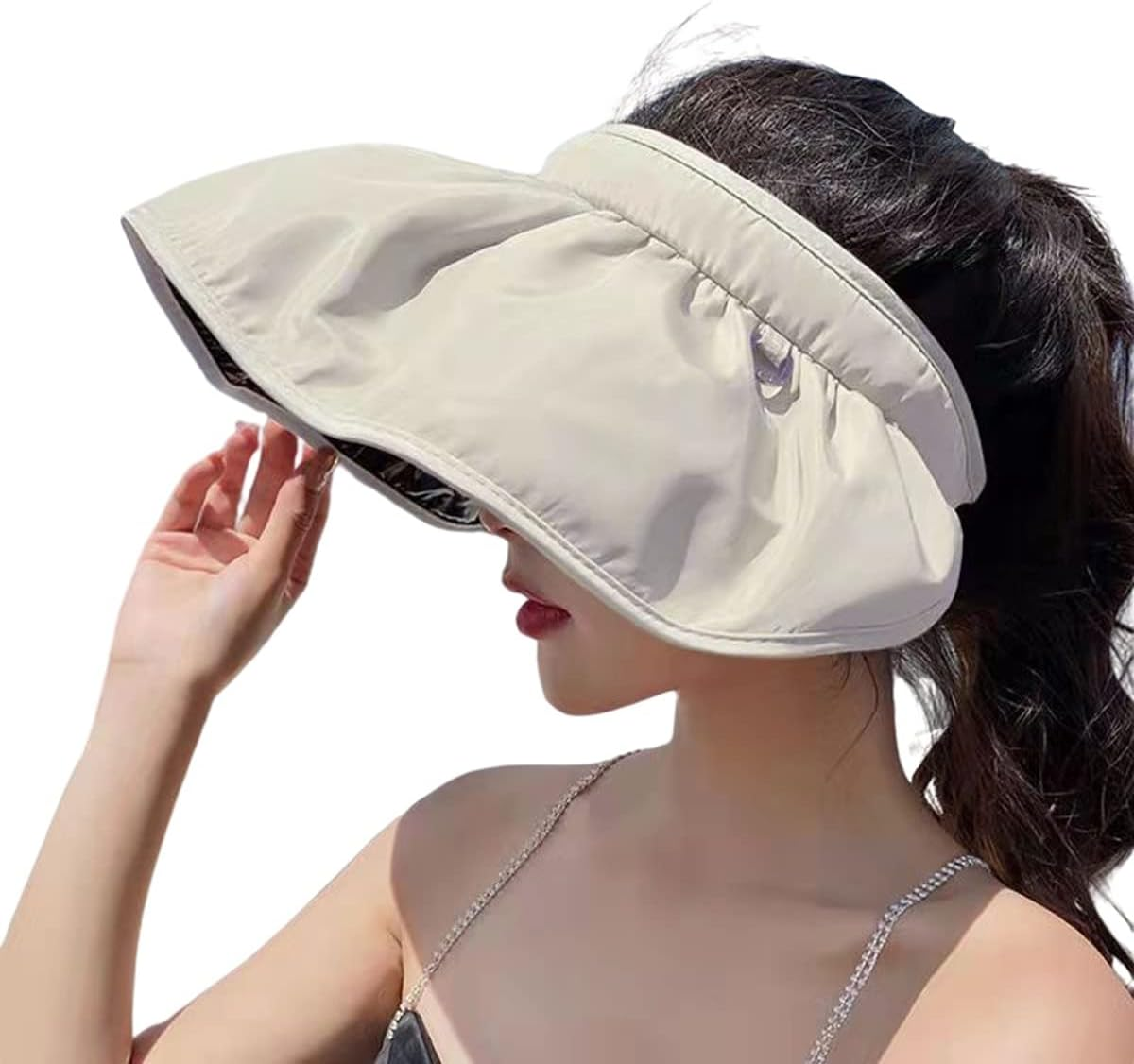 Korean Women'S Solar Hat UPF50+ Ultraviolet Sun Sunscreen Sun Hat Beach Covered Face Empty -Top Sun Hat