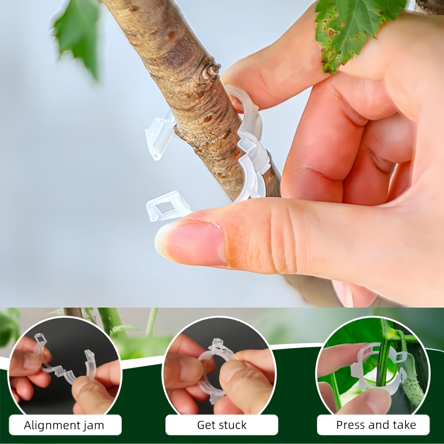 100 Pcs Plastic Plant Clips,Reusable Plastic Trellis Plant Support Clips for Support, Grape and Tomato Vine, Vegetables Plants(White)
