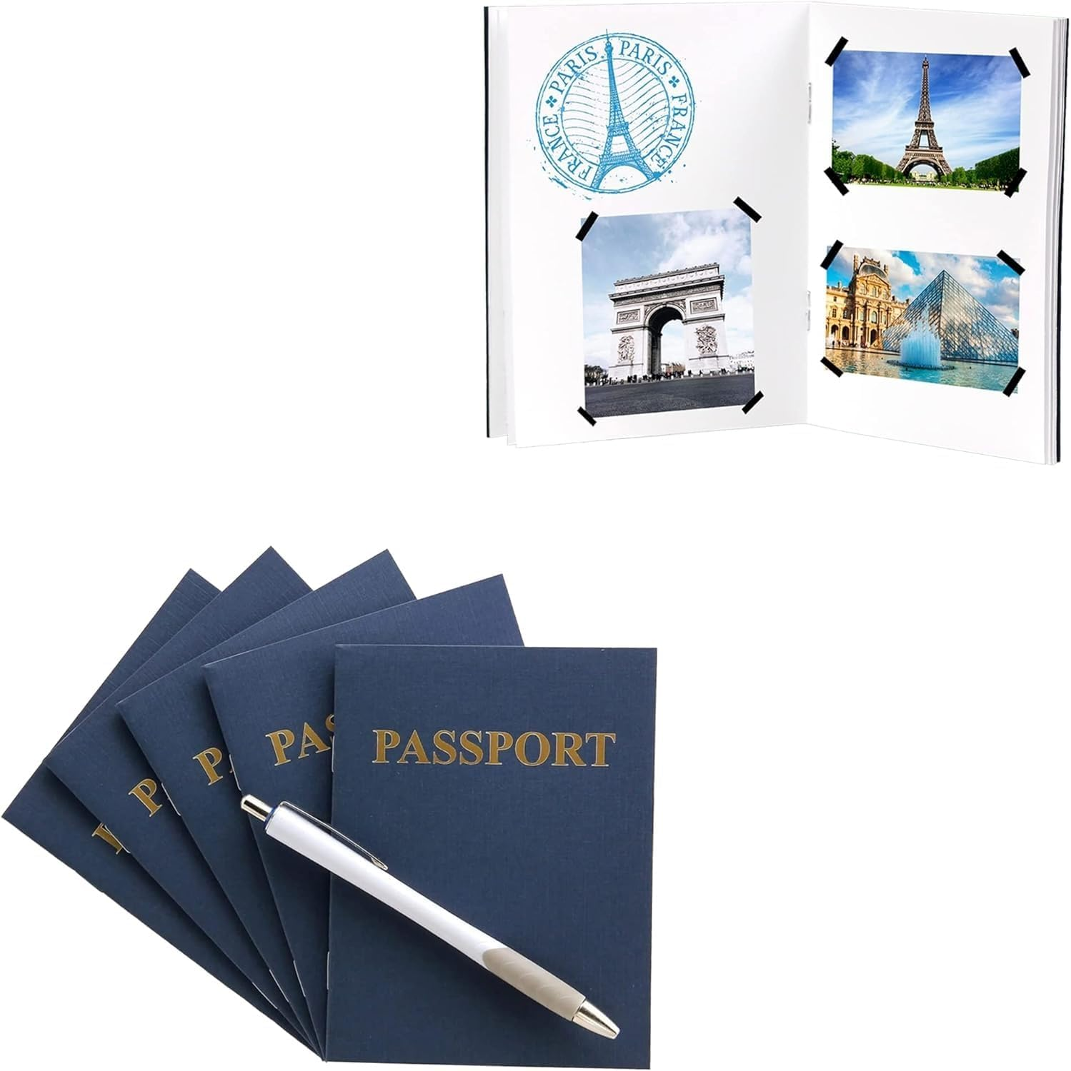 Hygloss 10 Blank Passport Books - 4.25 X 5.5-Inch - Fake Blue Passports - Travel Journal - Fun Pretend Activity for Kids - Classroom and Party Favors - Imaginary Travel - 24 Blank Pages - 10 Books image number 1