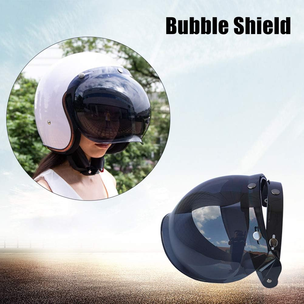 Bubble Shield for Motorcycle Helmet, Motorcycle Bubble Visor Wind Shield Lens Universal for Standard 3-Snap Open Face Helmets, anti Fog Button Flip up Down(Transparent) image number 2