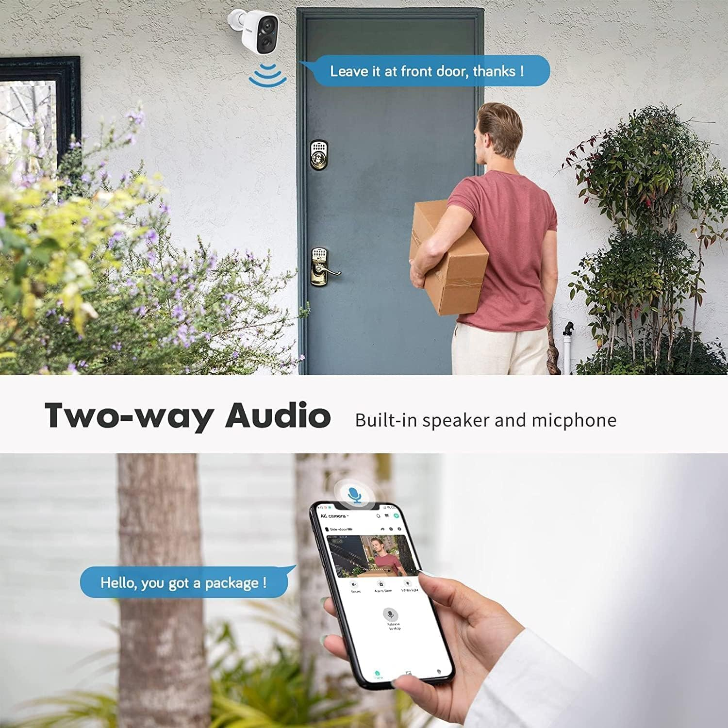 TMEZON 1080P Indoor/Outdoor Security Wireless Camera,Rechargeable Battery/Solar Powered for Home Surveillance, PIR Motion Detection, Stunning Night Vision, Smart Home Supported,Without Solar Panel image number 6