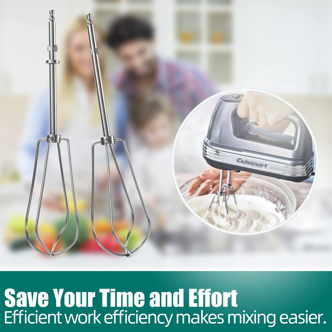 Hand Mixer Beaters Replacement for Cuisinart - CHM Series HM-50 HM-70 CHM-3 CHM-7PK Hand Mixer, Stainless Steel Turbo Beater Parts # CHM-BTR Whisk Attachments - Set of 2 image number 3