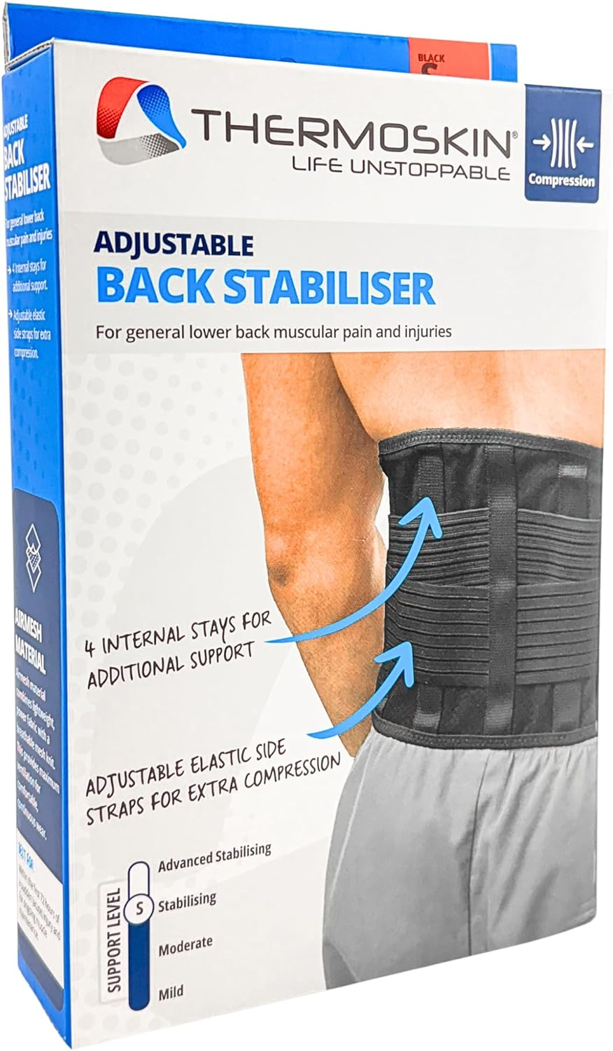 Thermoskin Adjustable Back Stabiliser, Black, XL image number 2