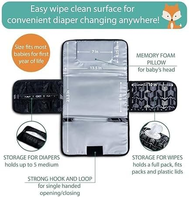 Portable Diaper Changing Pad - Baby Changing Pad and Diaper Changing Travel Bag, Intelligent, Baby Changing Station, Baby Gift - Black and White image number 2