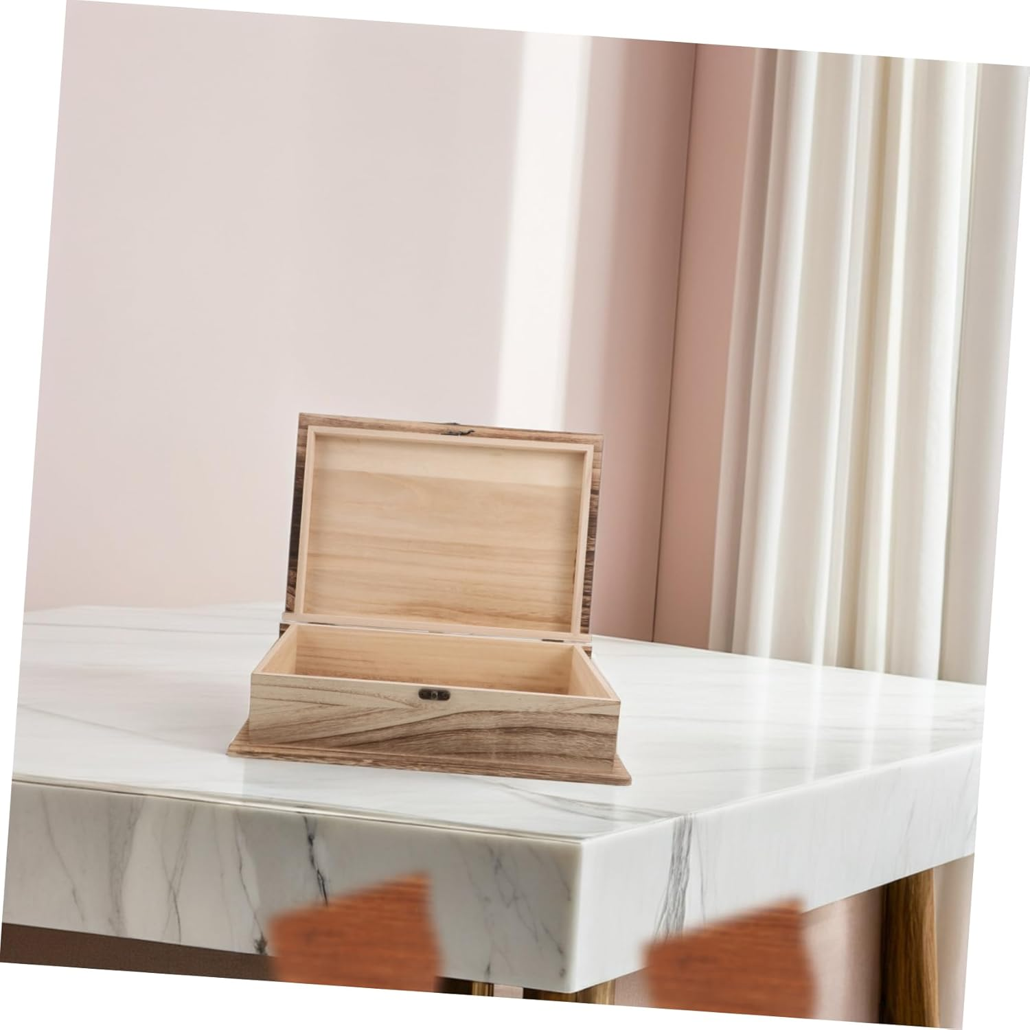 Didiseaon Large Rectangular Wooden Memorial Keepsake Box Hinged Lid and Clasp Lock, Rustic Wood Storage Container for Memory Storage and Home Organization image number 6