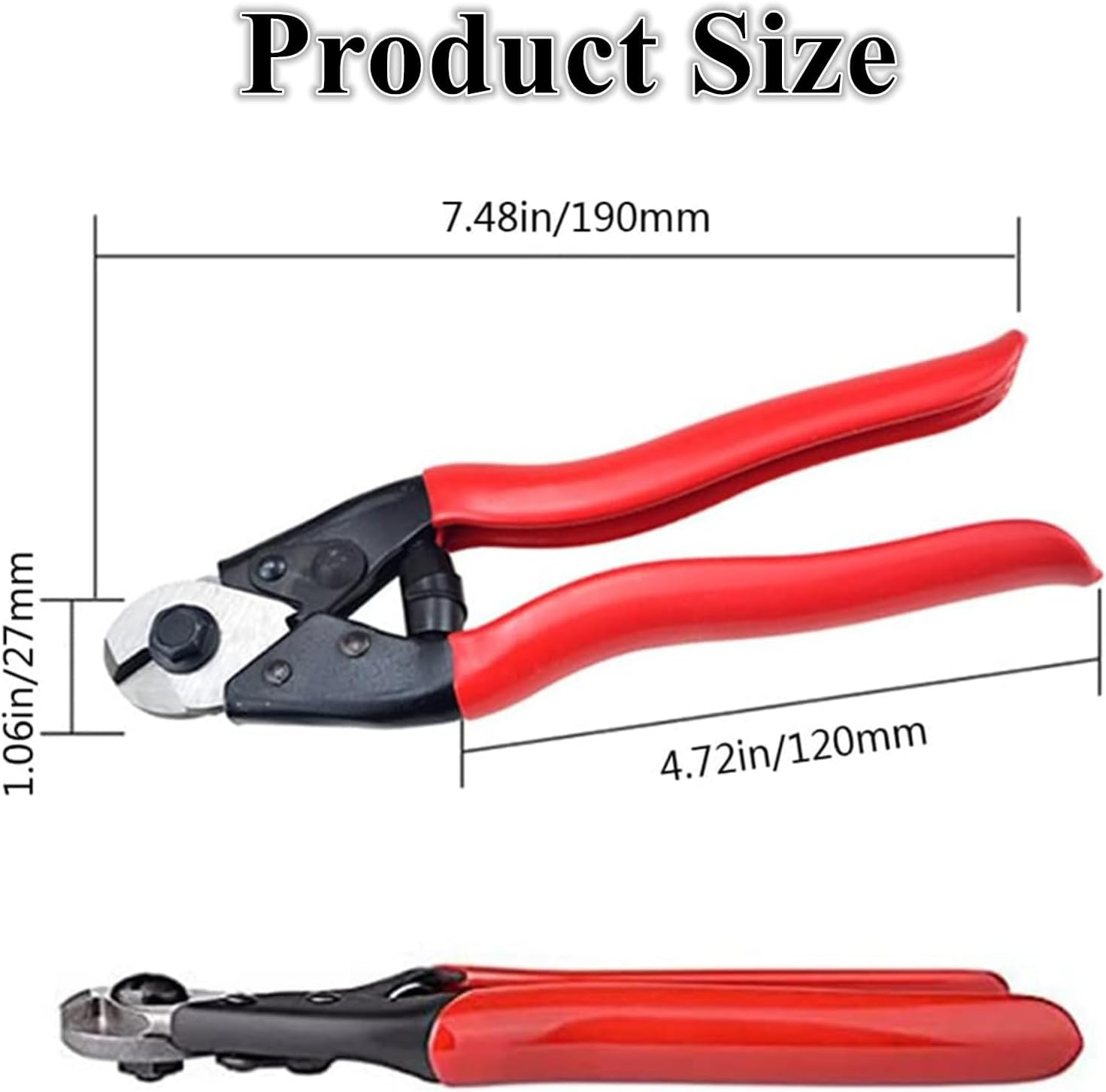 JCZD Cable Cutter Wire Rope Heavy Duty Stainless Steel Wire Cutters Wire Rope Cutter for up to 5/32" Hard Steel Cable Wire Rope and Bike Spring Wire