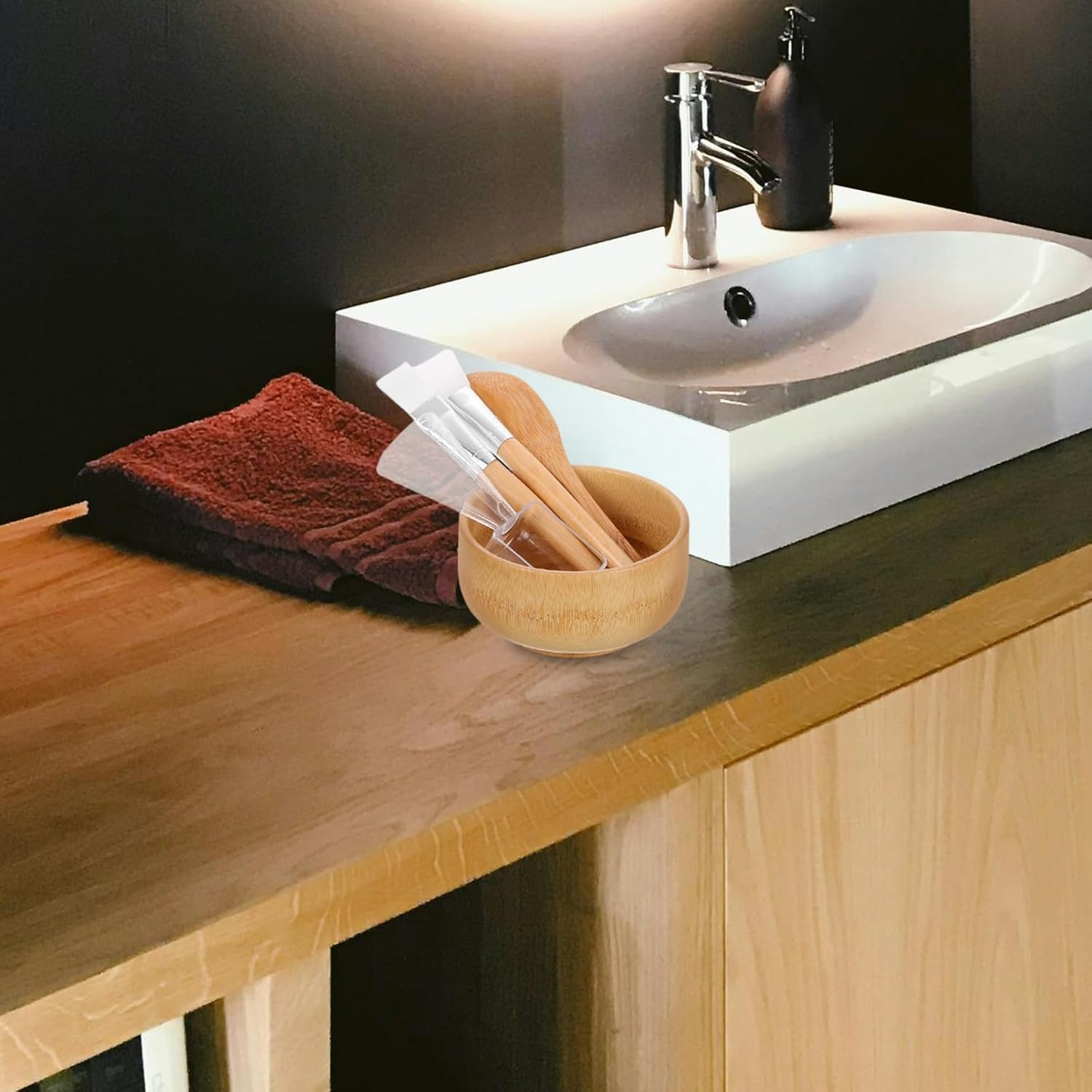 AUTSUPPL 5Pcs Facial Mask Mixing Bowl Set with Small Face Bowl, Spatula, and Brush for Home Spa Beauty Treatment and Clay Peel-Off Masks image number 5