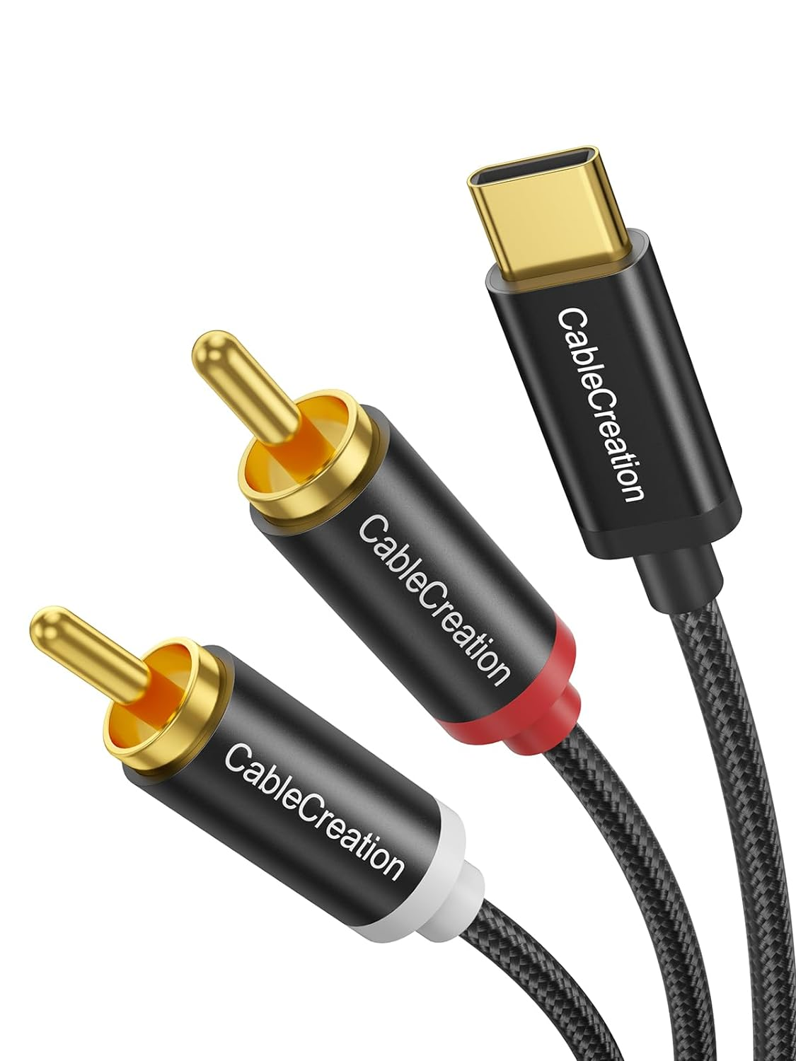 3.5Mm to RCA Cable,Cablecreation 6 Feet Angle 3.5Mm Male to 2RCA Male Auxiliary Stereo Audio Y Splitter Gold-Plated for Smartphones, MP3, Tablets, Speakers,Home Theater,Hdtv,2M