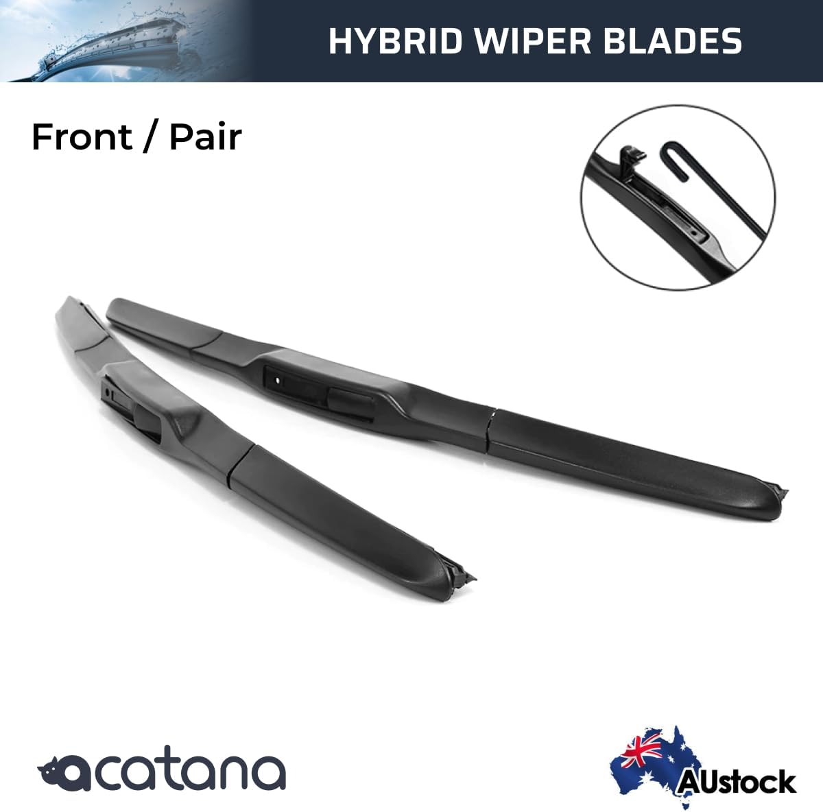 Hybrid Wiper Blades for Hyundai I30 PD 2017-2023 Pair of 26" + 16" Inches Sizes Replacement Front Windscreen Fits U Hook Driver Passenger Side Rubber Wipers J Hook Kit (Set of 2) image number 2