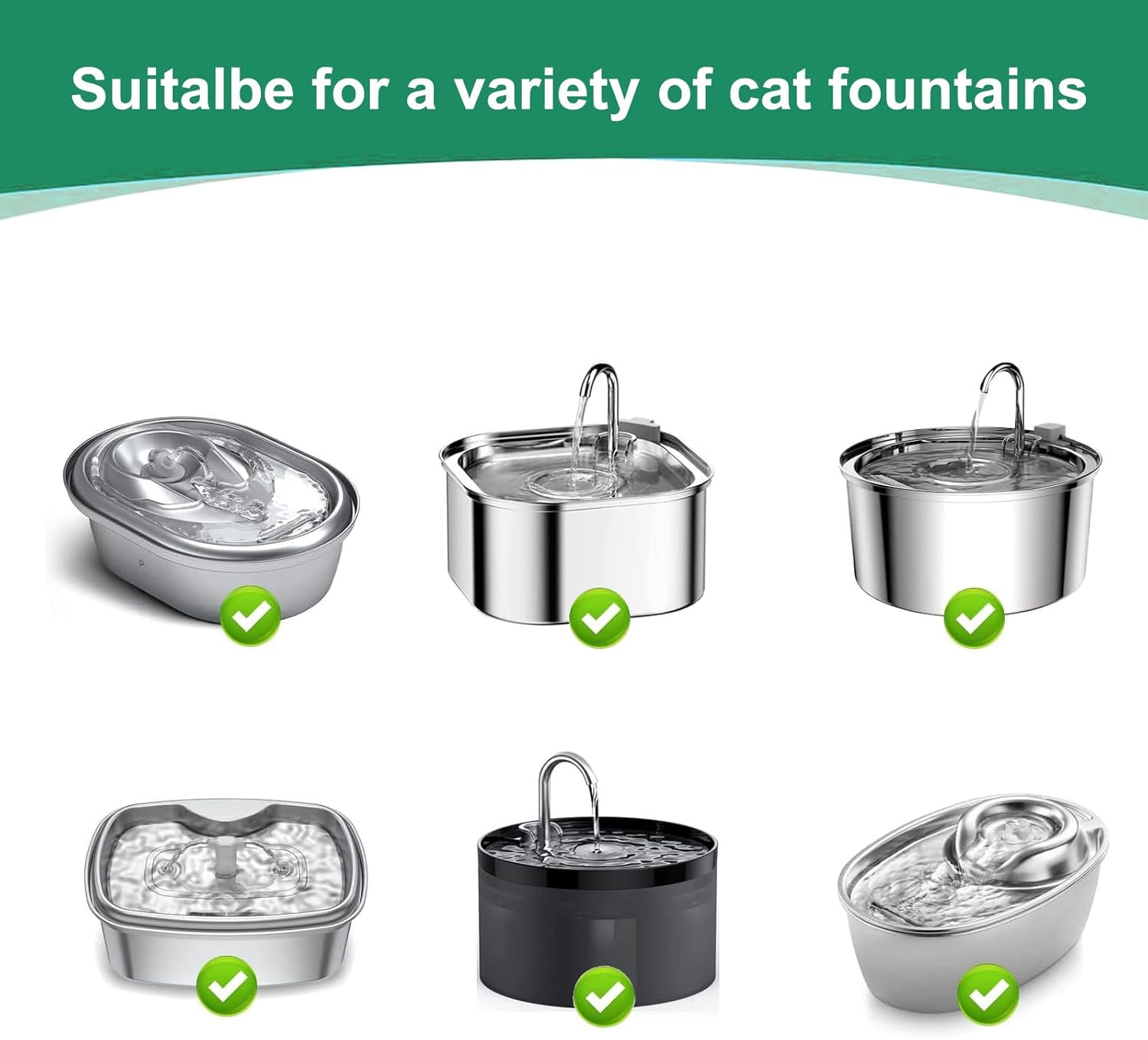 Hantoc Pack of 16 Sponge Filters for Cat Fountain, Replacement Filter for Drinking Fountain, Foam Filter for 3.2 L Stainless Steel Cat Fountain, PLWF003, Replacement Filter with Resin and Activated Carbon image number 3