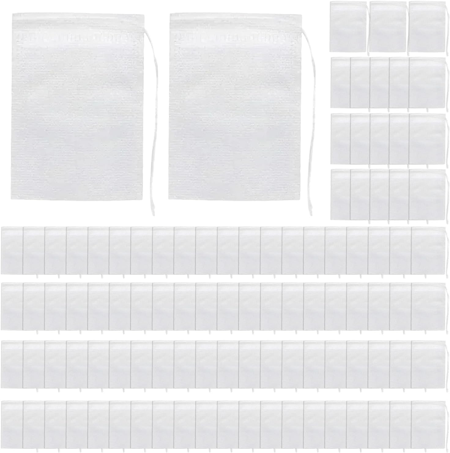 Empty Tea Bags with String | Non Woven Drawstring Hot Pot Buns for Loose Tea - Medicine Decoction Bag with Breathable Fine Mesh, Soft Multifunctional Foot Bath Bag for Tea Pochy