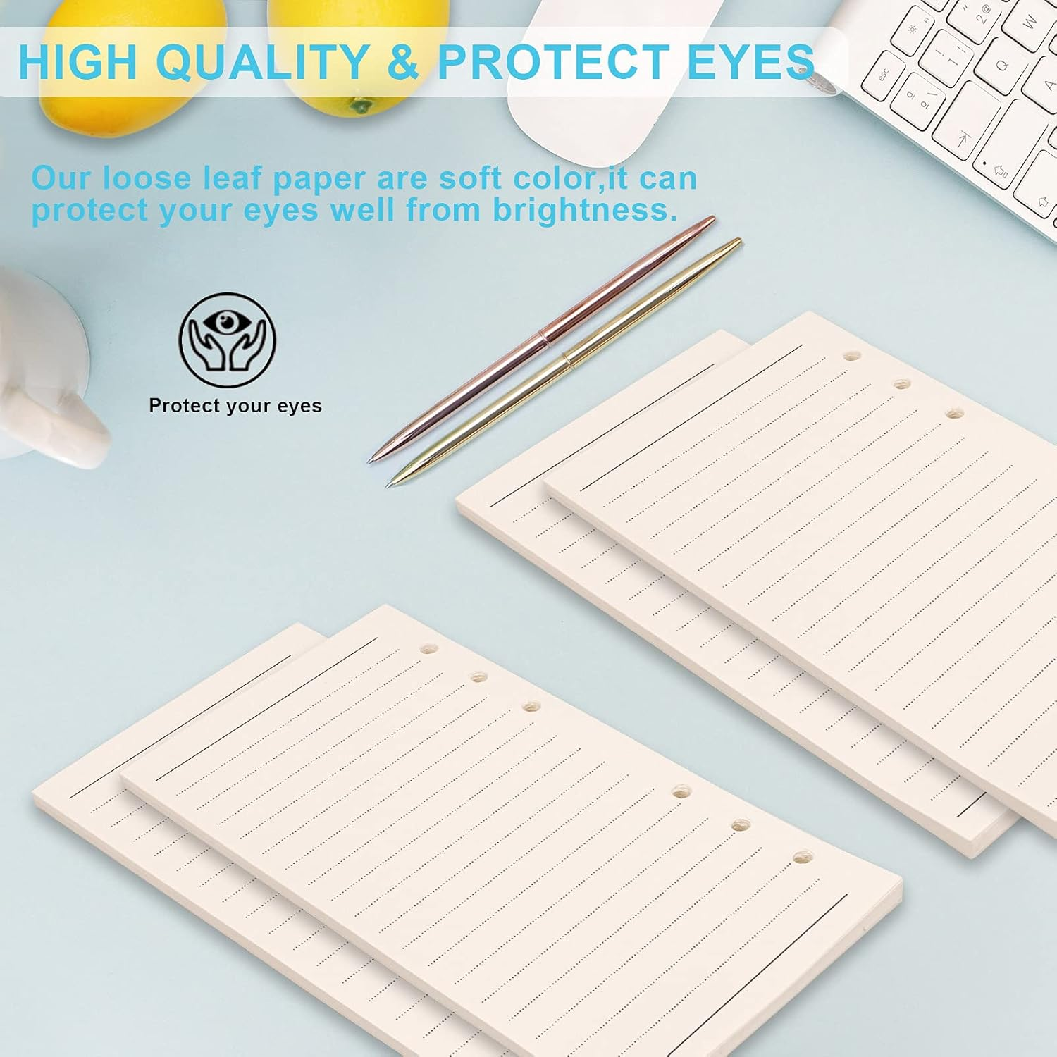 Kincown A6 Refill Paper, 6 Ring Loose Leaf Paper, 180 Sheets (360 Pages) Thick A6 Paper Lined Paper, 6 Hole A6 Ruled Paper Refills for Binder Planner Journal Notebook - Line image number 5