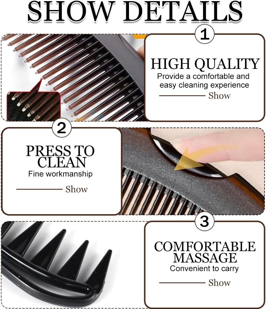 2 Piece Hollow Tooth Comb for Dandruff, Energy Massage Comb, Clean Hair, Comfortable Scalp with Scratching Handle, Scalp Care Comb for Men and Women, Suitable for Outdoor Athletes and Travelers image number 4