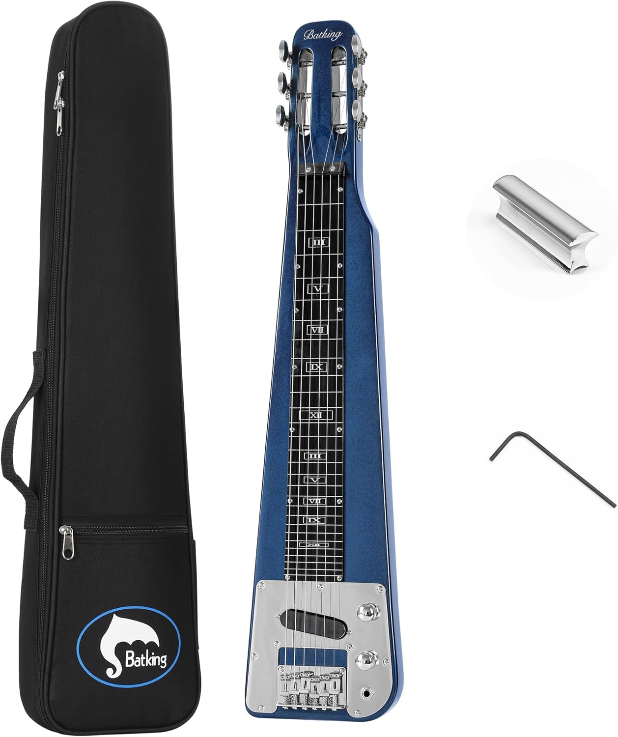 Batking Lap Steel Guitar 6 String Slotted Head Stock Electric Slide Guitars with Gigbag Sunbrust