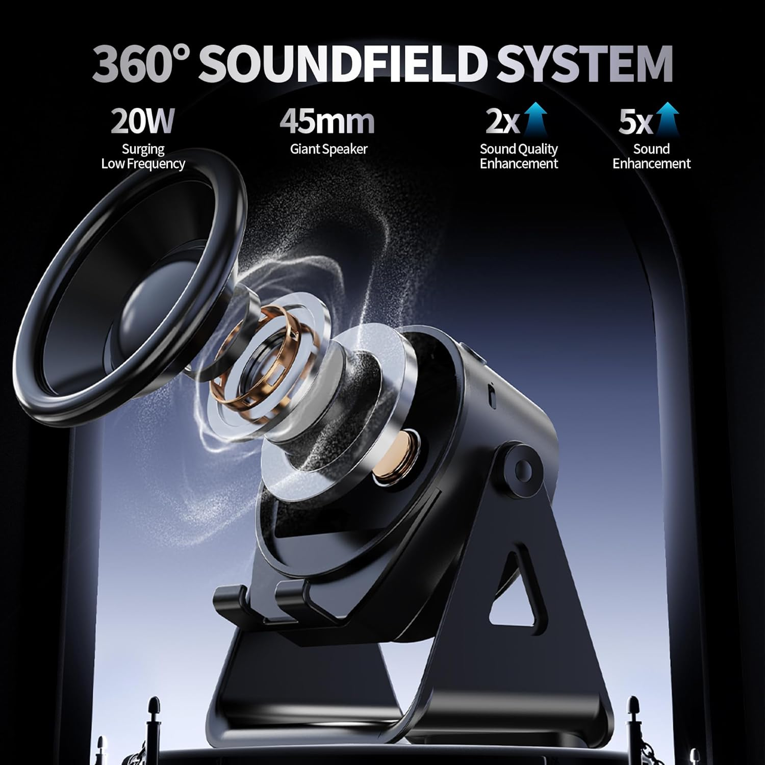 BGFOX Wireless Induction Bluetooth Speaker,3 - in - 1 Multifunctional with RGB Lights Wireless Induction Speaker,360&deg; Rotation Phone Holder Compatible for Tablet Iphone Android, Gifts for Men Women image number 4