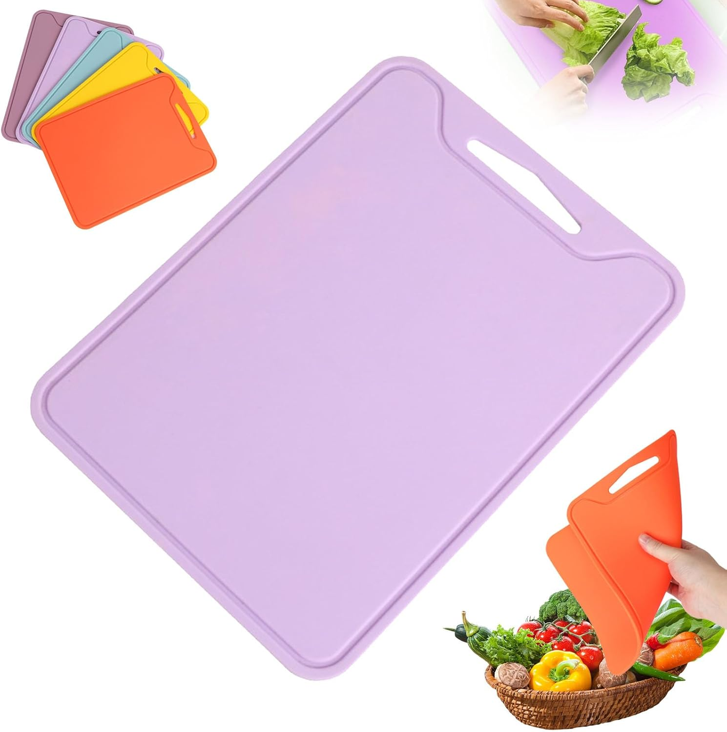 Made in Korea Thick Silicone Cutting Board, Silicone Cutting Boards for Kitchen, Silicone Double-Sided Usable Cutting Board, Non-Slip, Juice Groove image number 6