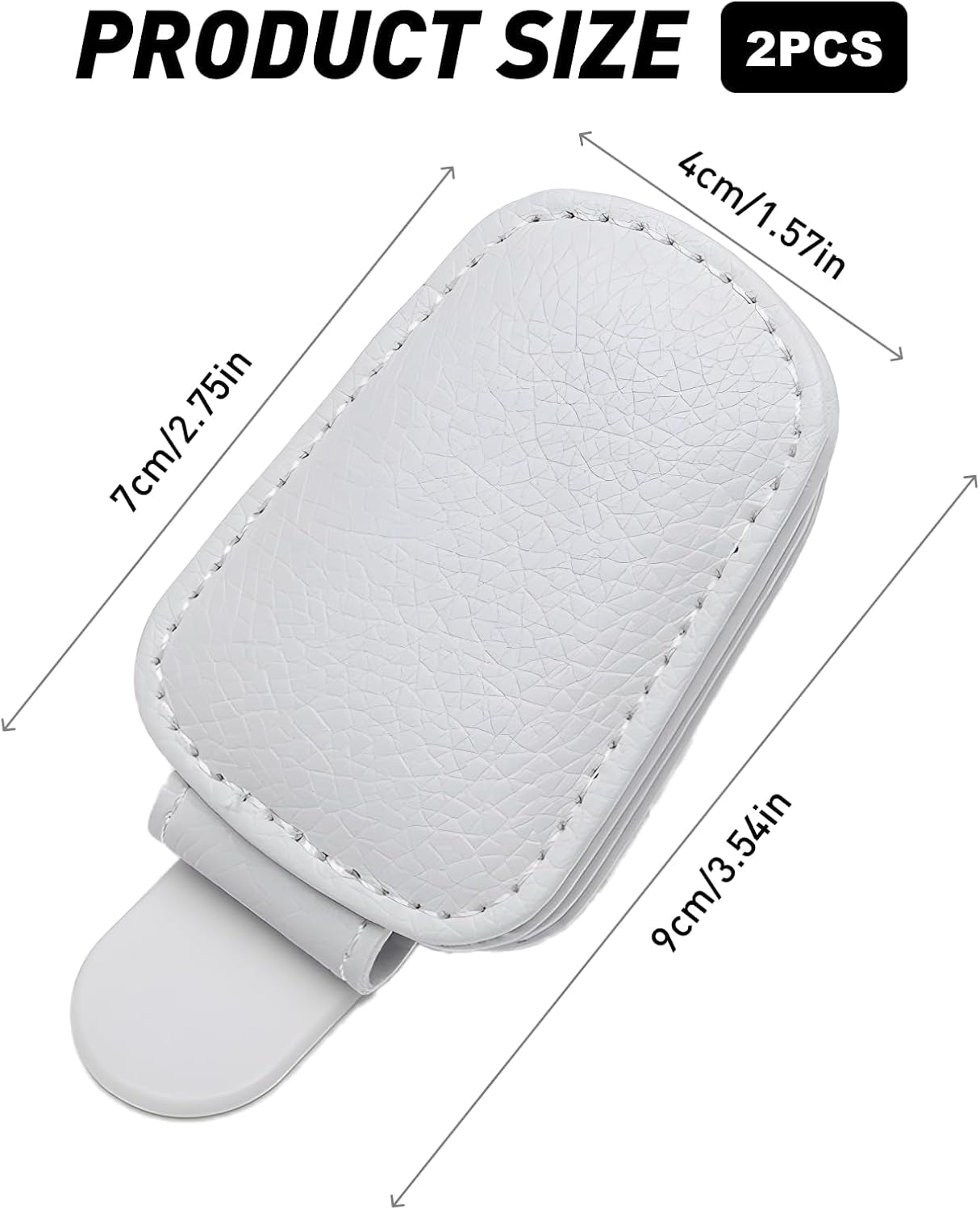 2 Pcs Genuine Leather Sunglass Holder for Car Sun Visor, Stylish Glasses Clip for Cars and Suvs, Car Accessories for Easy Storage and Protection of Sunglasses Grey image number 4