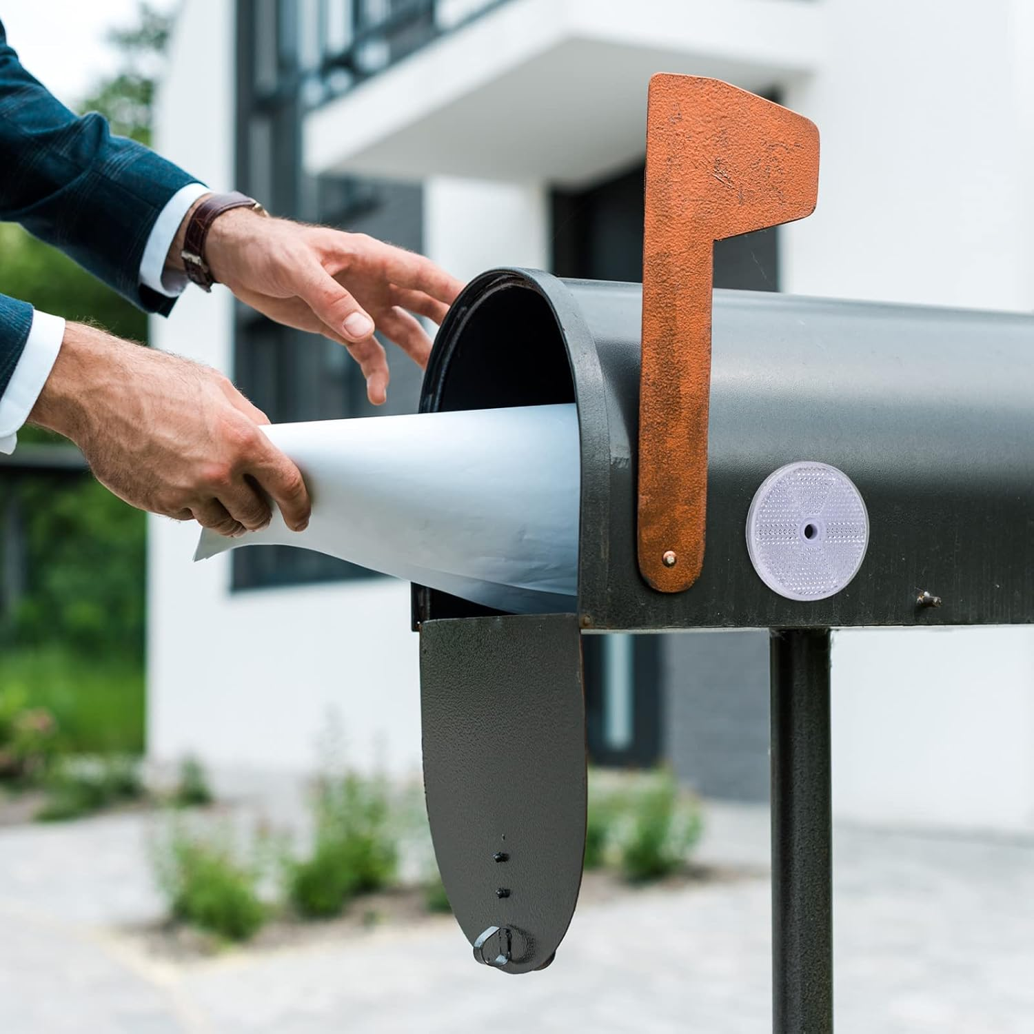 Kingdder 16 Pack Front round Reflector for Driveway Fence Gate Posts Trailers Safety Reflectors with Center Mounting Holes Automobiles Boats Mailboxes(White) - Yellow Green image number 5