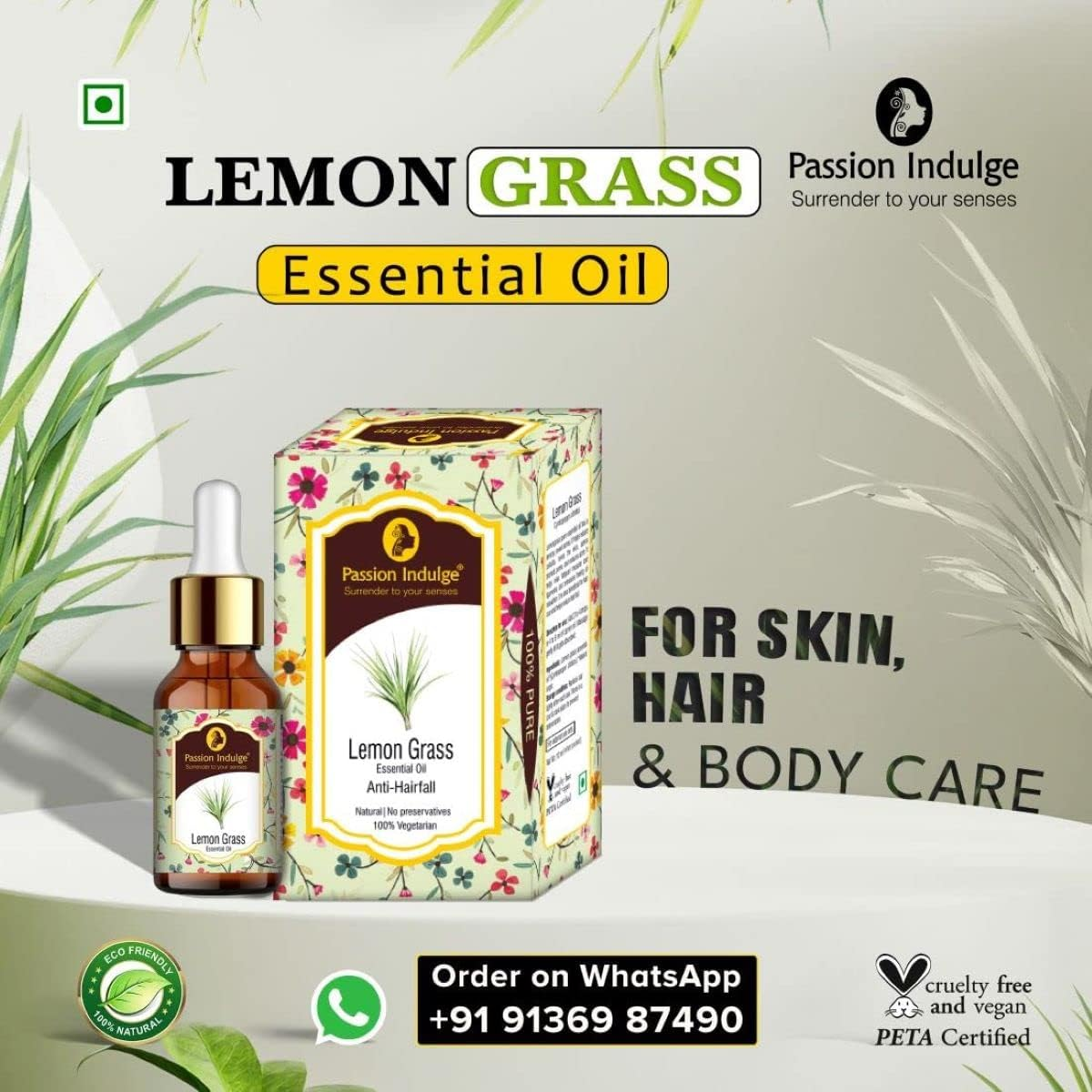 Passion Indulge Natural Hair Fall Control Kit- Argan Oil | Ylang Ylang Oil|Free Lemon Grass Oil (Each 10Ml) - Pack of 3 image number 4