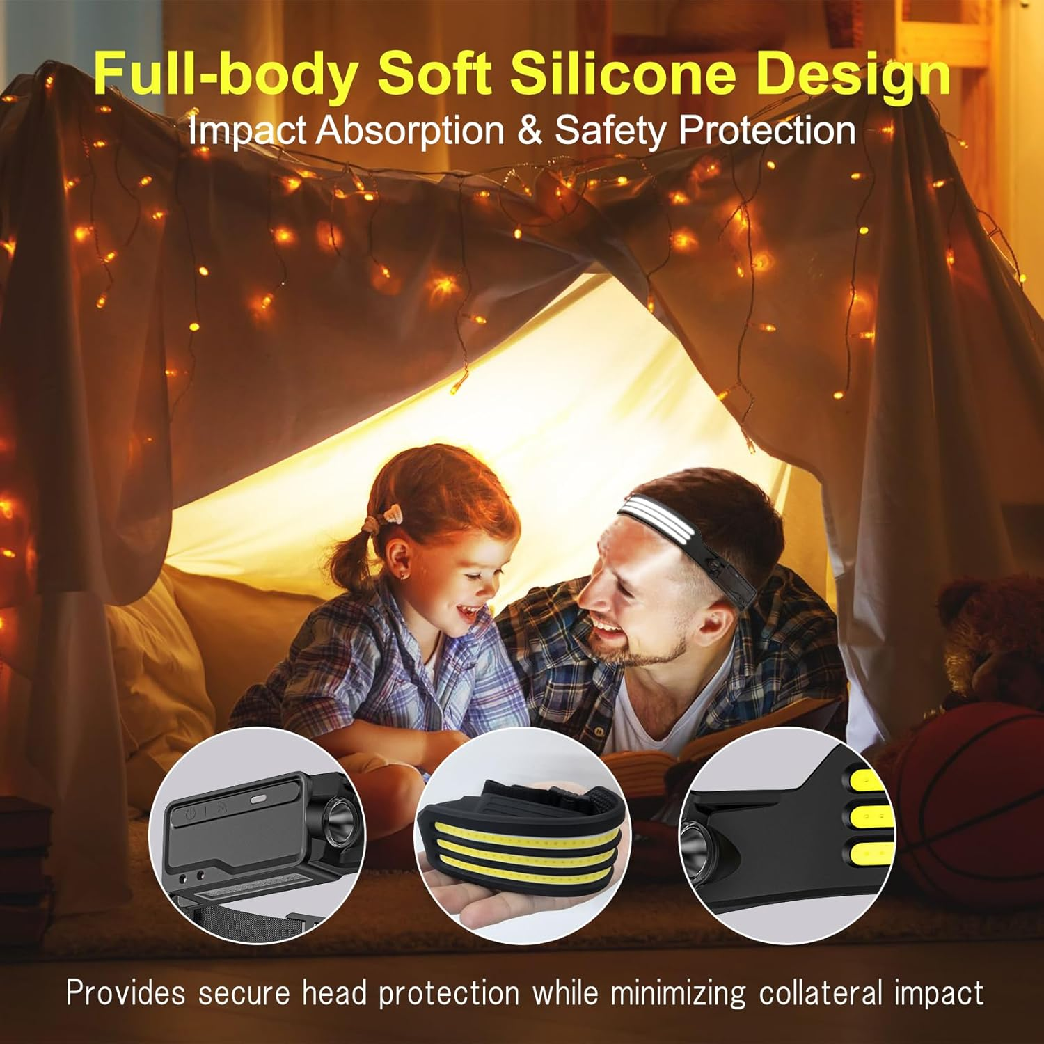 LUTW LED Sensor Control Head Torch, Rechargeable Headlamp Battery Powered 1200Mah, IPX4 Waterproof Motion Headlight for Running Hiking Camping 2 Pack image number 4