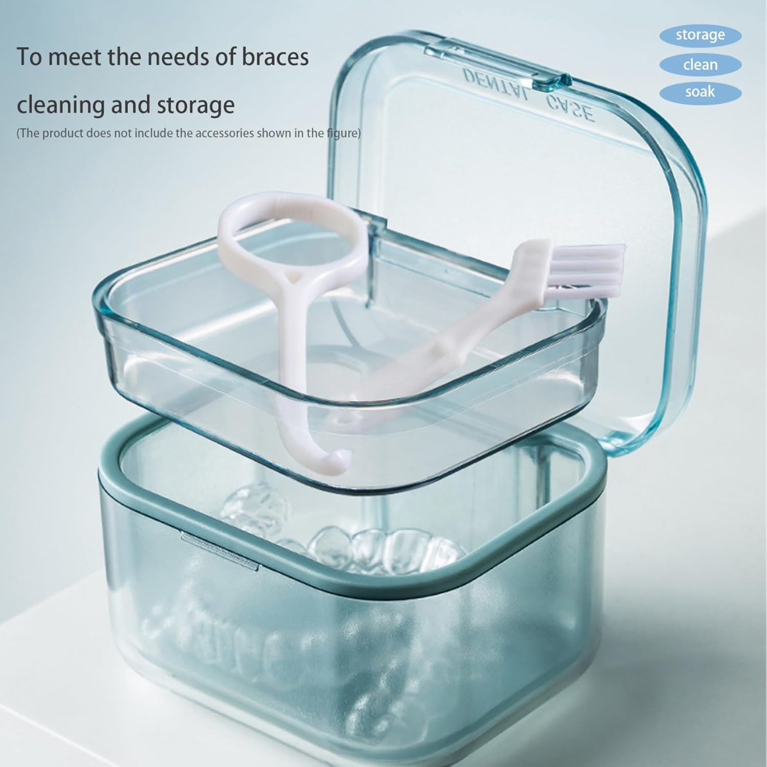 Retainer Case,Denture Box Portable Retainer Case Dentures Container Holder for Travel Retainer Cleaning Blue image number 6