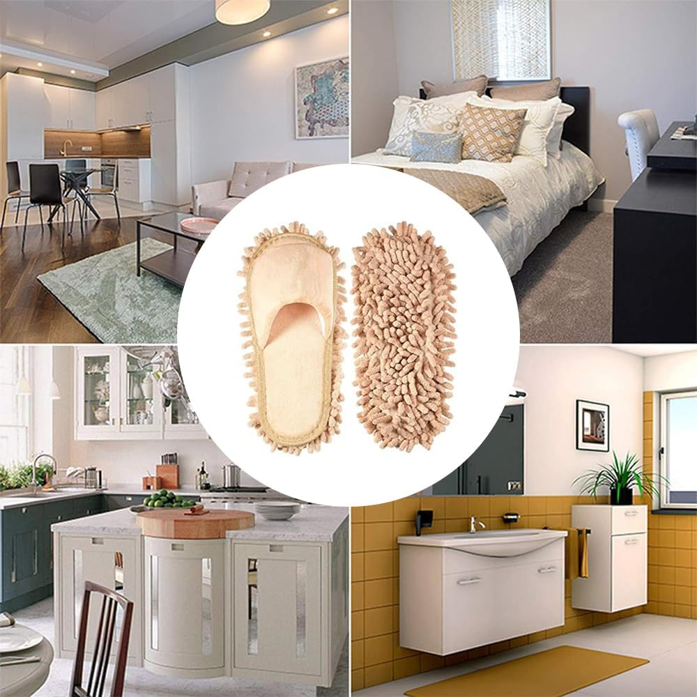 4 Pair Washable House Mop,Detachable Dusting Shoes,Breathable Mesh Surface,Silent Mopping,Funny Cleaning Mop,For Floor Cleaning,Home & Office Use image number 1