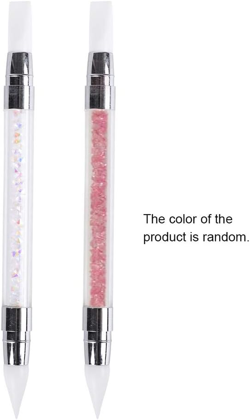 Oimzzr 1Pc Rhinestones Handle Emboss Nail Art Pen Silicone Nail Carving Brush Glitter Picker Nail Brushes Powder Picking Tools