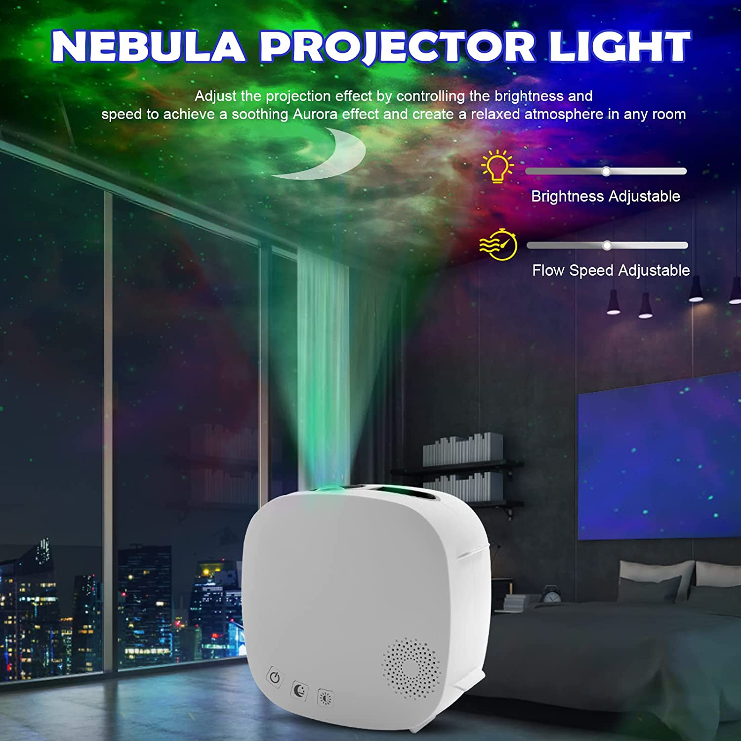 Sky LED Projector Night Light,3-In-1 LED Moon Nebula Cloud Rotating Star Light Galaxy Projector with RF Remote Controller,Bluetooth Star Projector Light image number 5