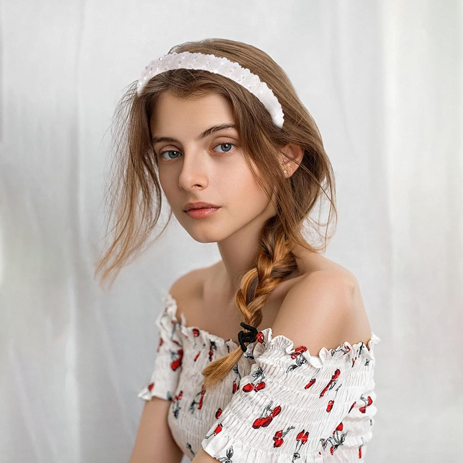 Pack of 3 Women'S Headband with Crystal Beads, Glitter Headband, Rhinestone Hair Band, Bling, Crystal Headbands, Wedding, Evening Party, Prom, Fashionable Padded Headband image number 1