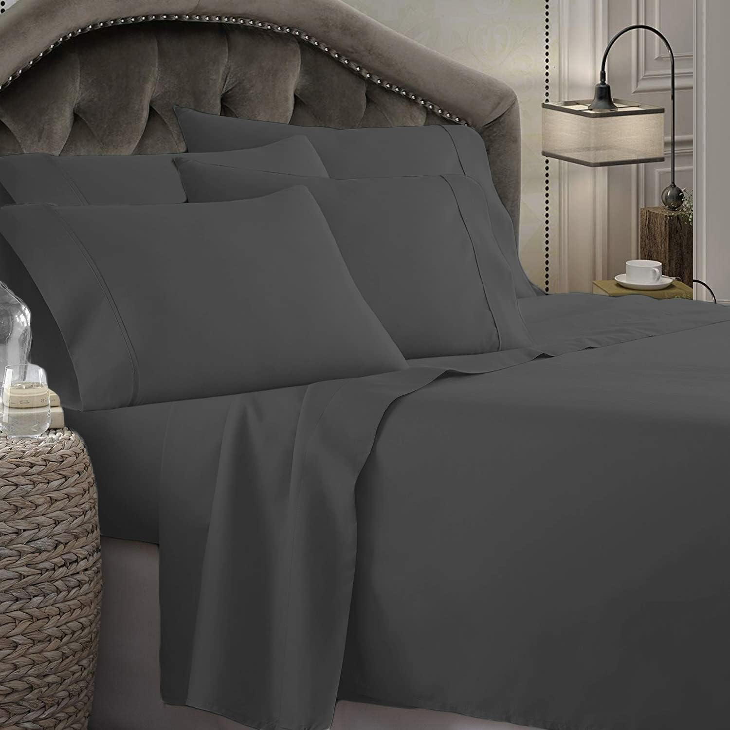 Kingtex 1800 Thread Count Ultrasoft Sheet Set, Queen, Light Grey
