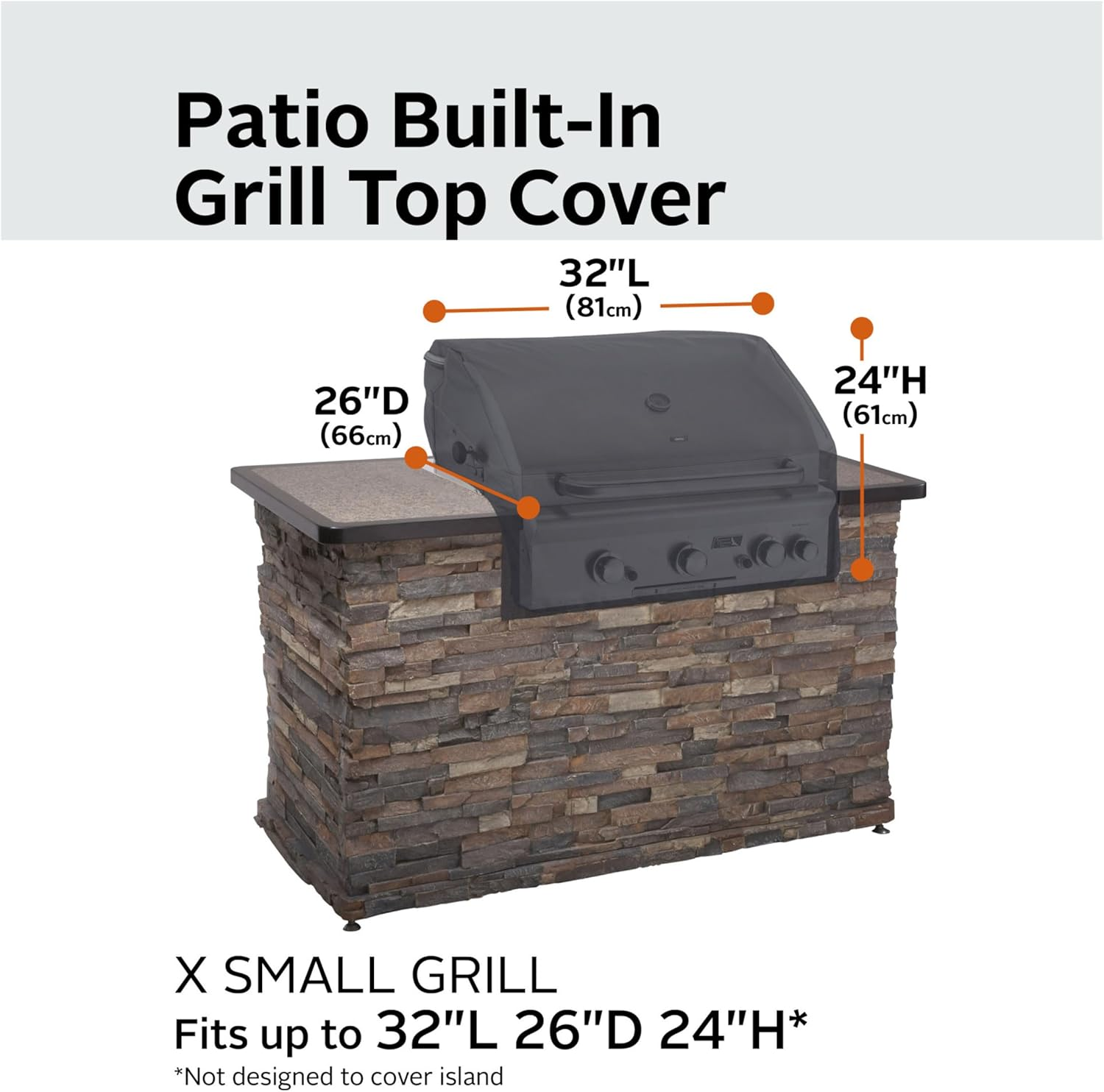 Classic Accessories Ravenna Water-Resistant 32 Inch Built-In BBQ Grill Top Cover, Black, Grill Cover, Grill Cover for Outdoor Grill, BBQ Cover image number 5