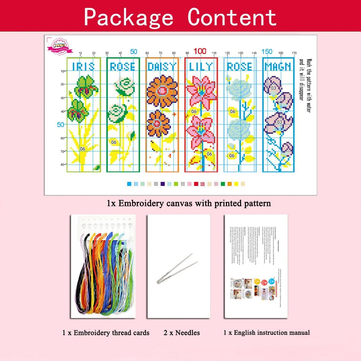 6 Set Bookmark Cross Stitch Kits Stitch Bookmarks Cross Stitch Kits with Instructions 6 Flowers Pattern Punch Needle Kit for Beginners Bookmarks Making Kit