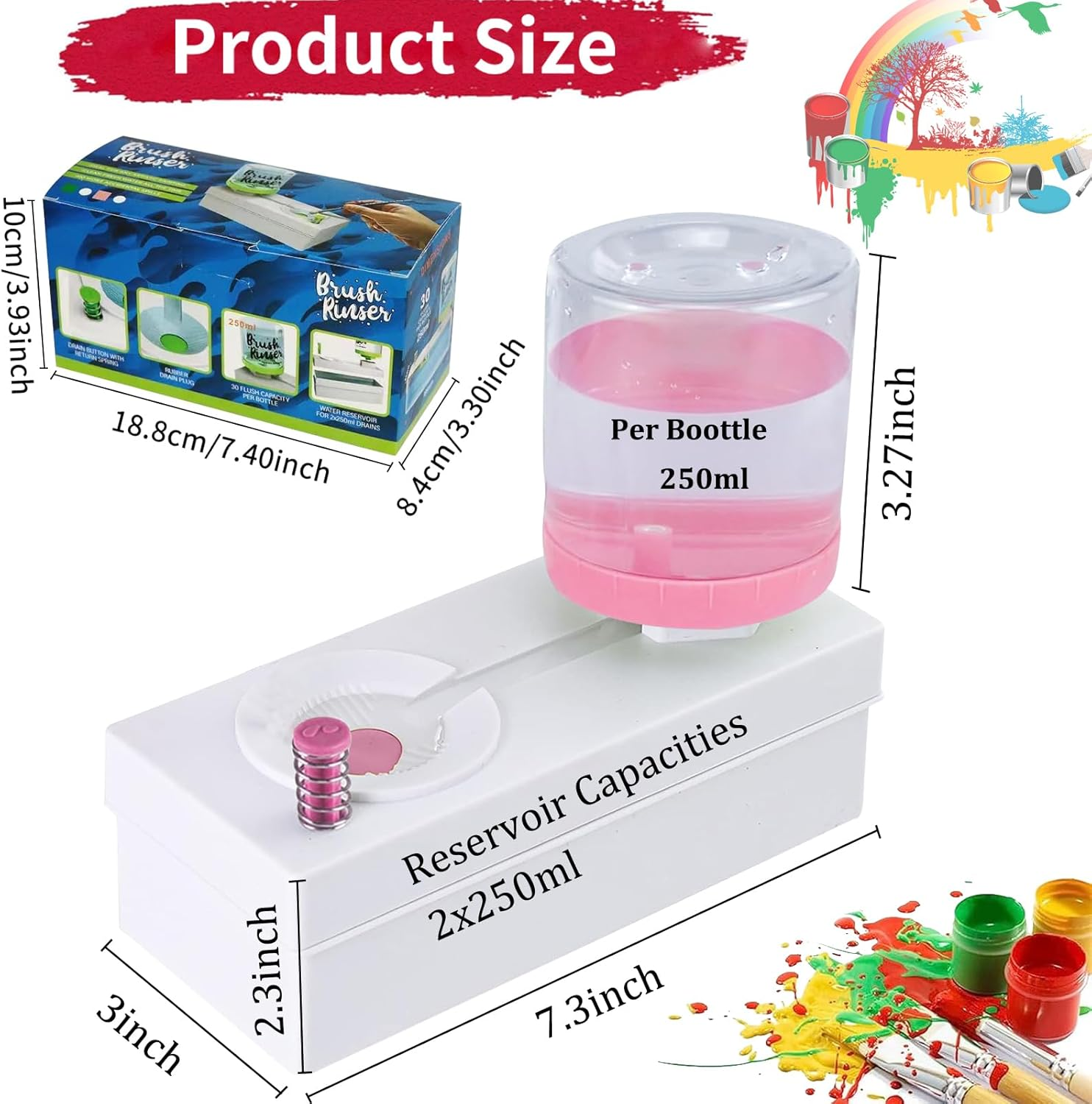 2024 Upgraded Paint Brush Cleaner Tools, Watercolor Brush Rinser Cup Painting Station, Running Water Cycle Acrylic Paint Brush Washer Flush My Brush, Art Supplies Drawing for Adults Kids image number 3