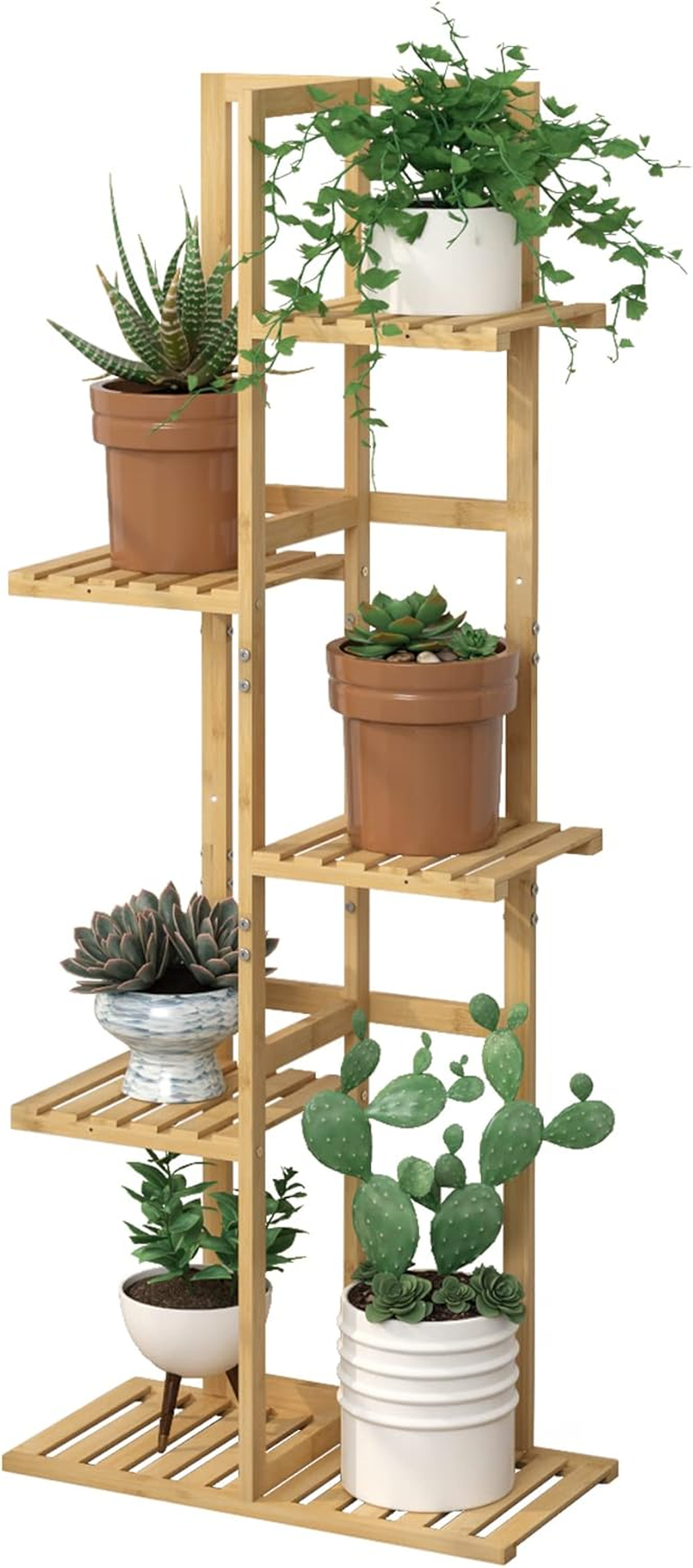 Laiensia Bamboo Plant Stand Rack 6 Tier,Multiple Stand Holder Shelf Rack, Indoor&Outdoor Planter Display Shelves for Patio Garden, Living Room, Corner Balcony and Bedroom,Black