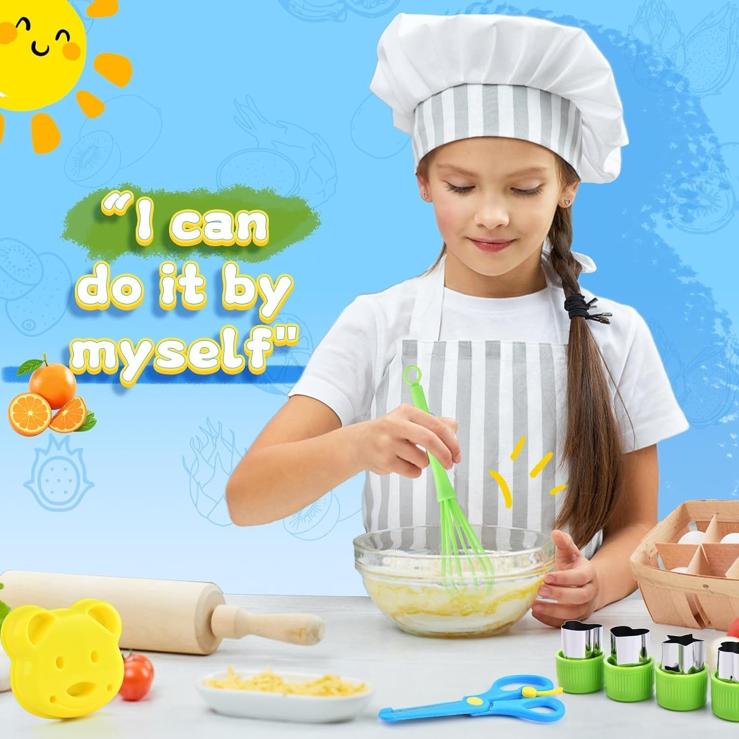 17Pcs Wooden Kids Kitchen Knife, Kids Knife Set with Cutting Board Bear Sandwich Cutter Fruit Vegetable Cutters Serrated Edges Plastic Knifes for Real Cooking Kid Safe Knives