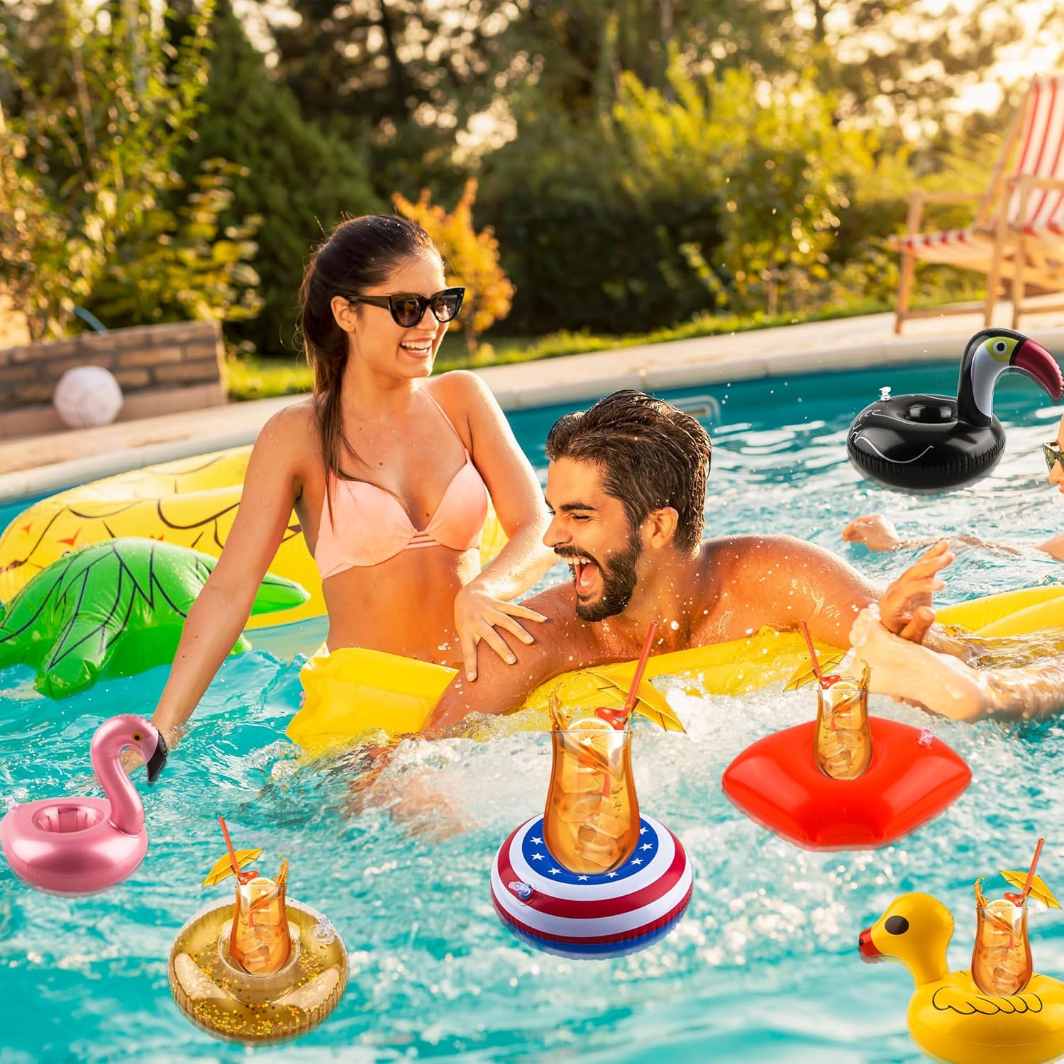 30 Pack Inflatable Drink Holders Pool Cup Coasters Drinking Cup Holder Float with Air Pump for Swimming Pool Beach Holiday Party Favors image number 4