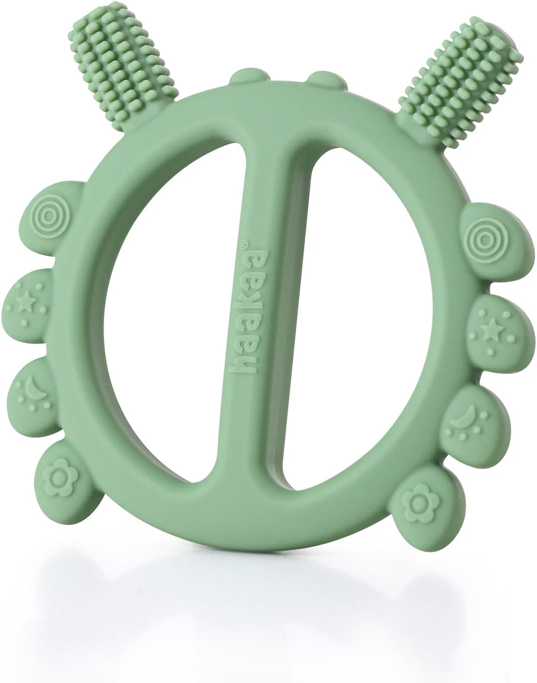 Haakaa Silicone Crab Baby Teether,Teething Toys,360&deg; Baby Toothbrush Head for Infant Self-Brushing Training,Food-Grade Silicone,Steel, Blush