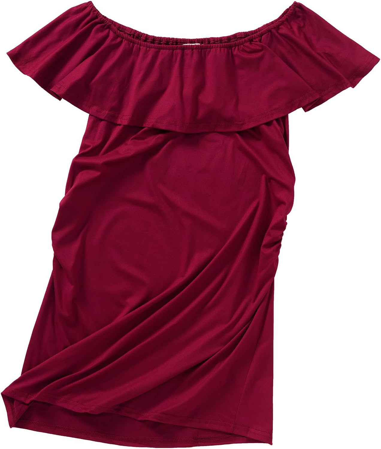 Women'S Ruffle off Shoulder Maternity Dress Knee Length Bodycon for Baby Shower