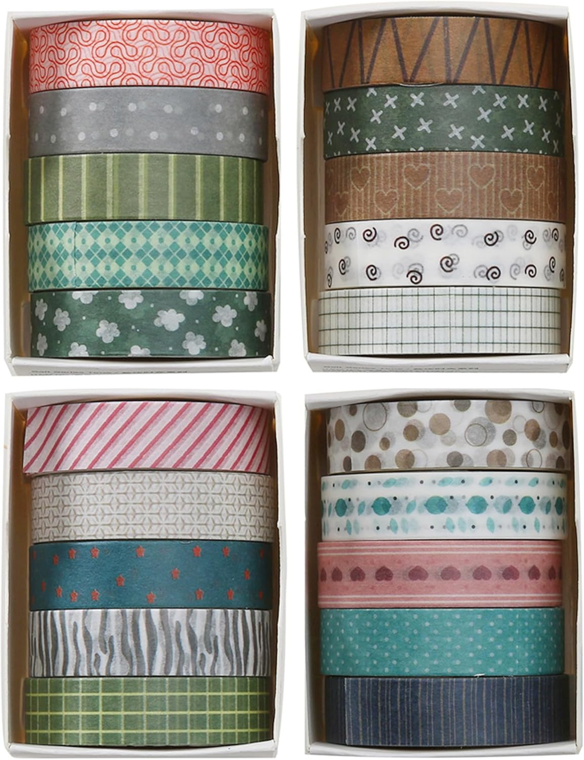 YUBBAEX 20 Rolls Basic Patterns Washi Tape Set Skinny Masking Creative Decorative Tapes, Designer'S Selection (Collection 3-Elegance) image number 2