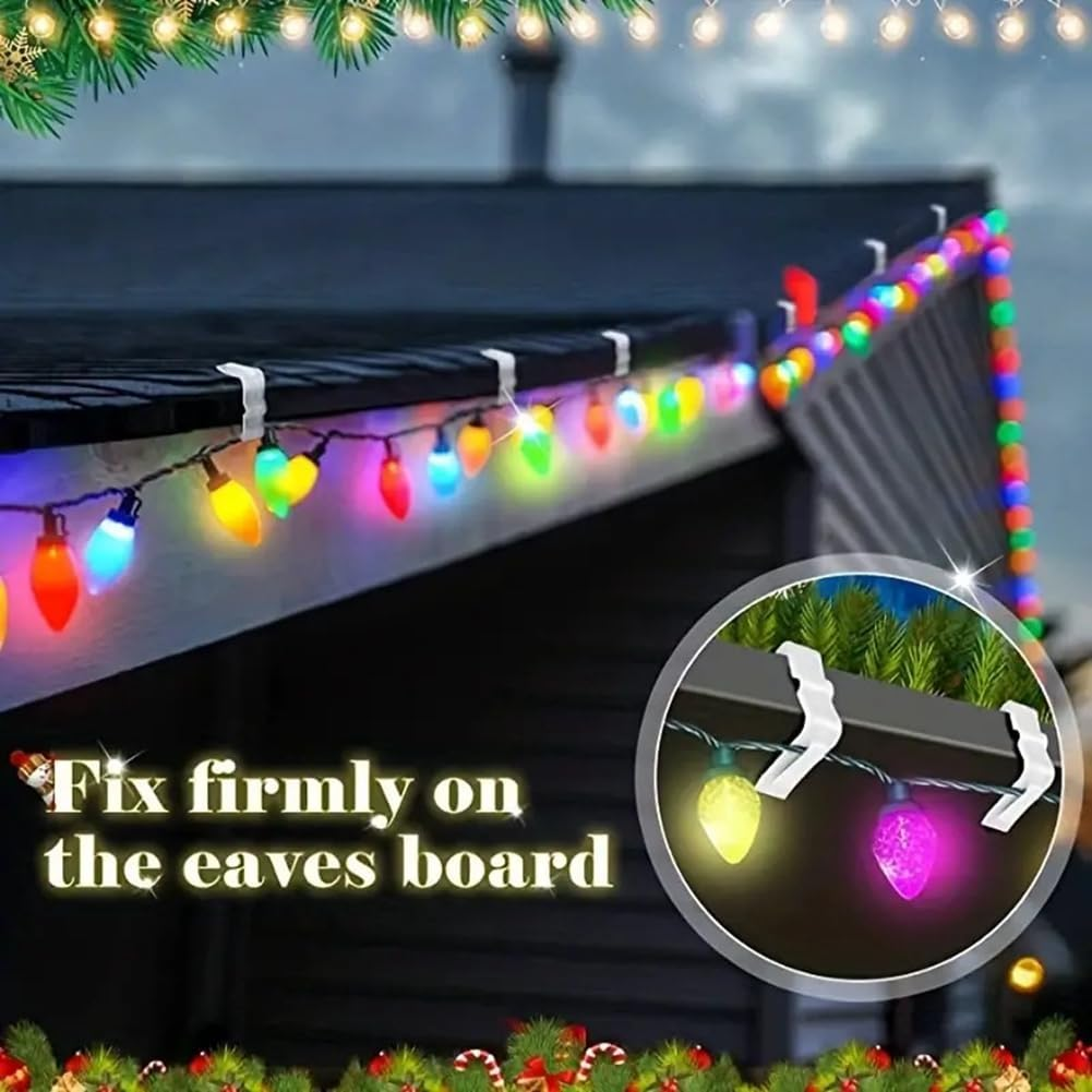 50 Pcs Christmas Light Hanger Hooks 1 5/8 Inch Fascia Boards Clips Weatherproof Plastic Outdoor Holiday Light Clip